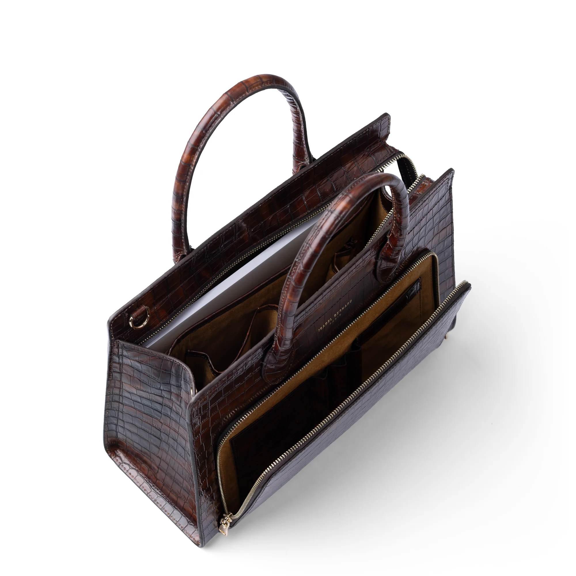 Honoré Nadine croco brown leather handbag with 13 inch laptop pocket - Image 8