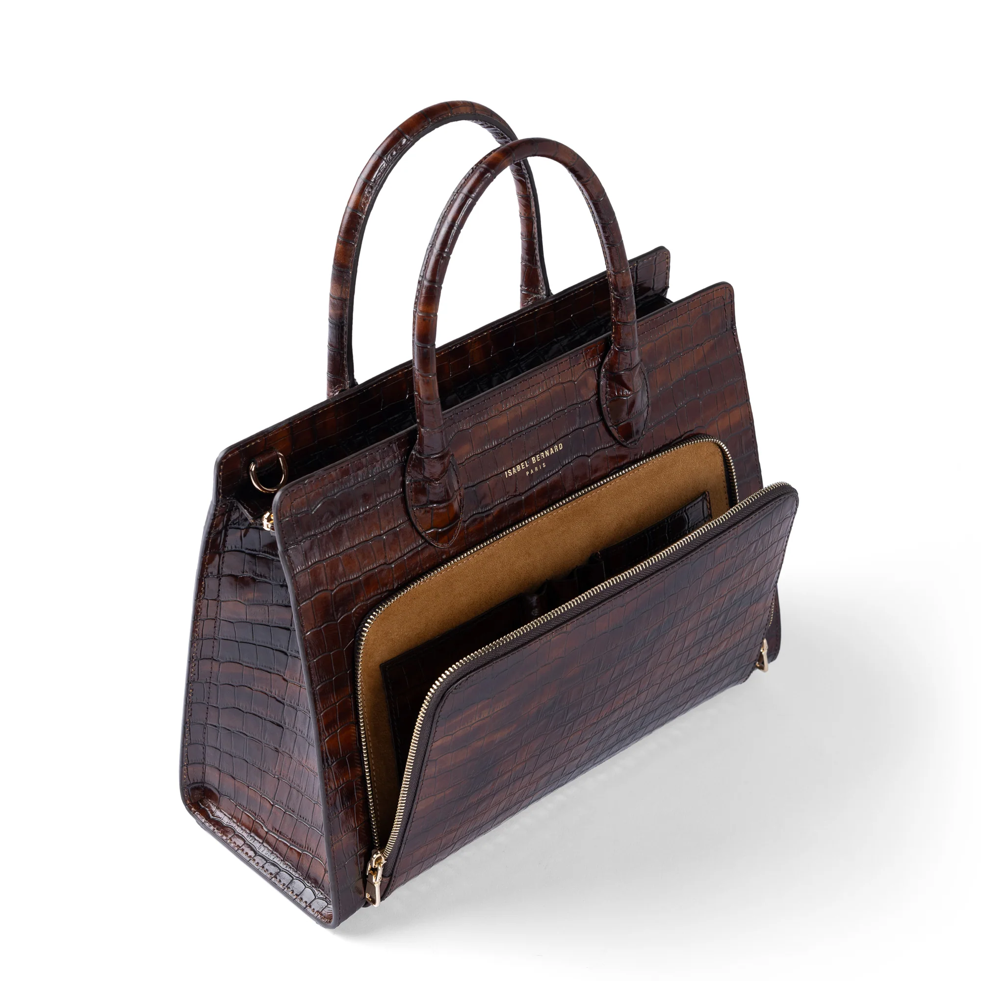 Honoré Nadine croco brown leather handbag with 13 inch laptop pocket - Image 9