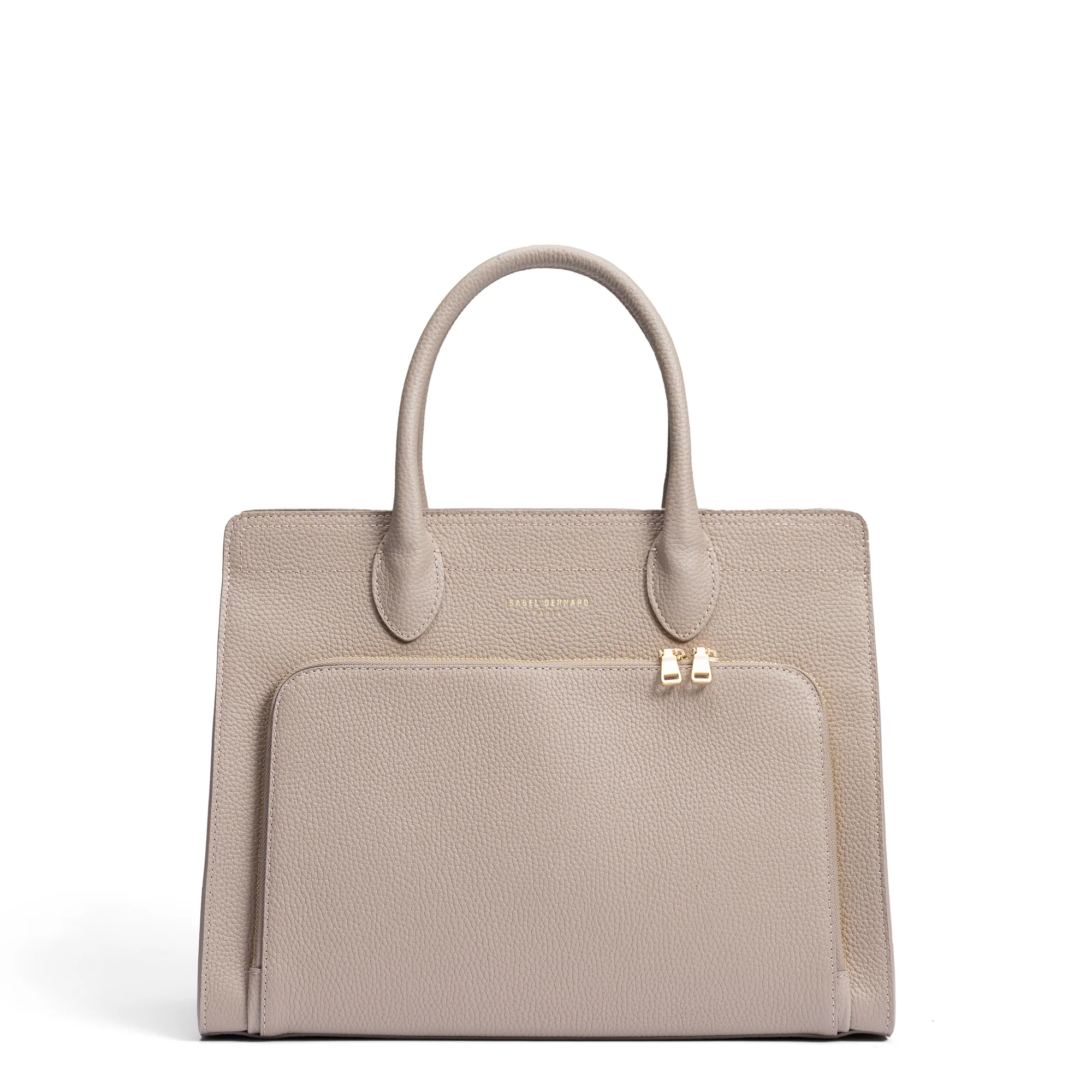 Honoré Nadine taupe calfskin leather handbag with 13 inch laptop pocket