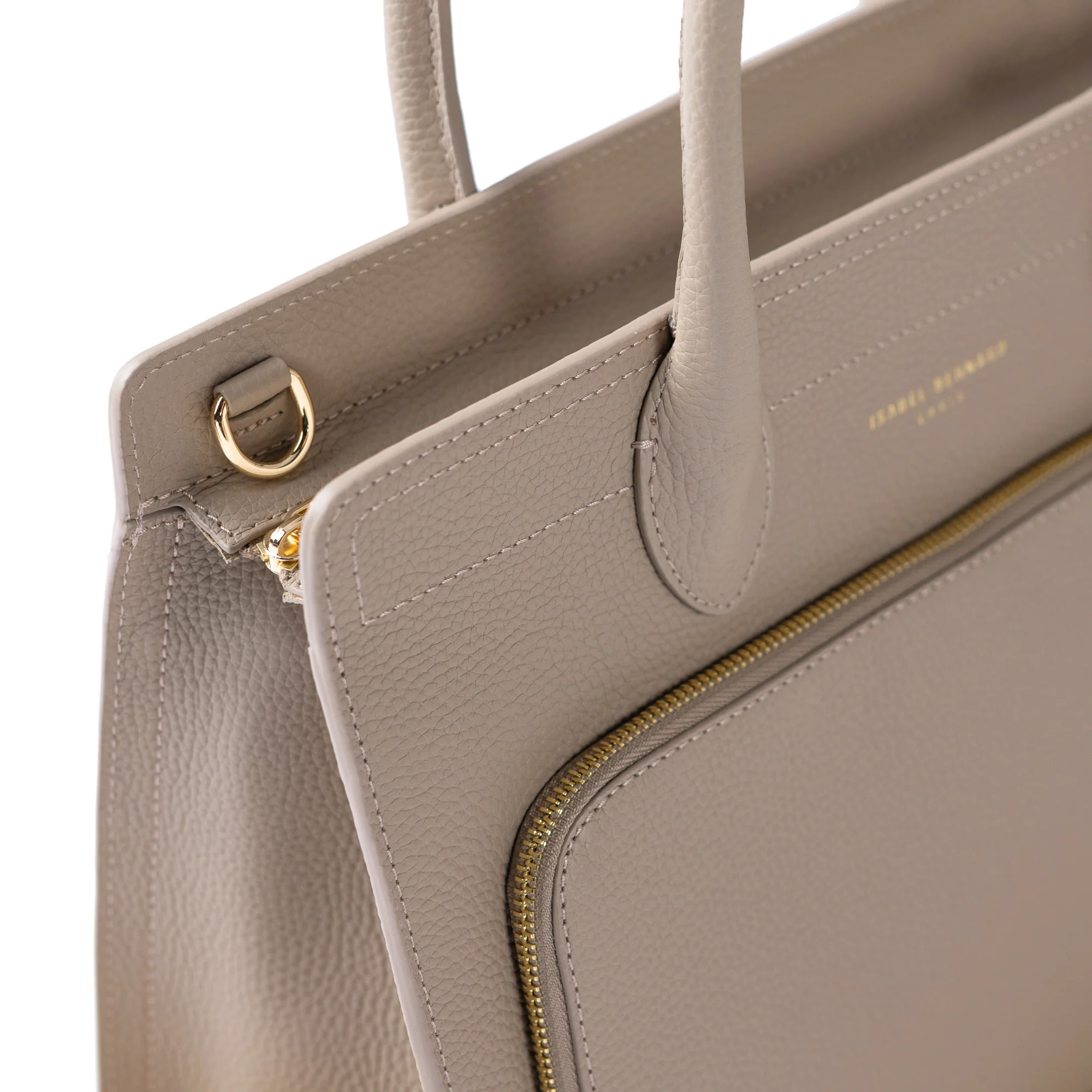 Honoré Nadine taupe calfskin leather handbag with 13 inch laptop pocket - Image 7