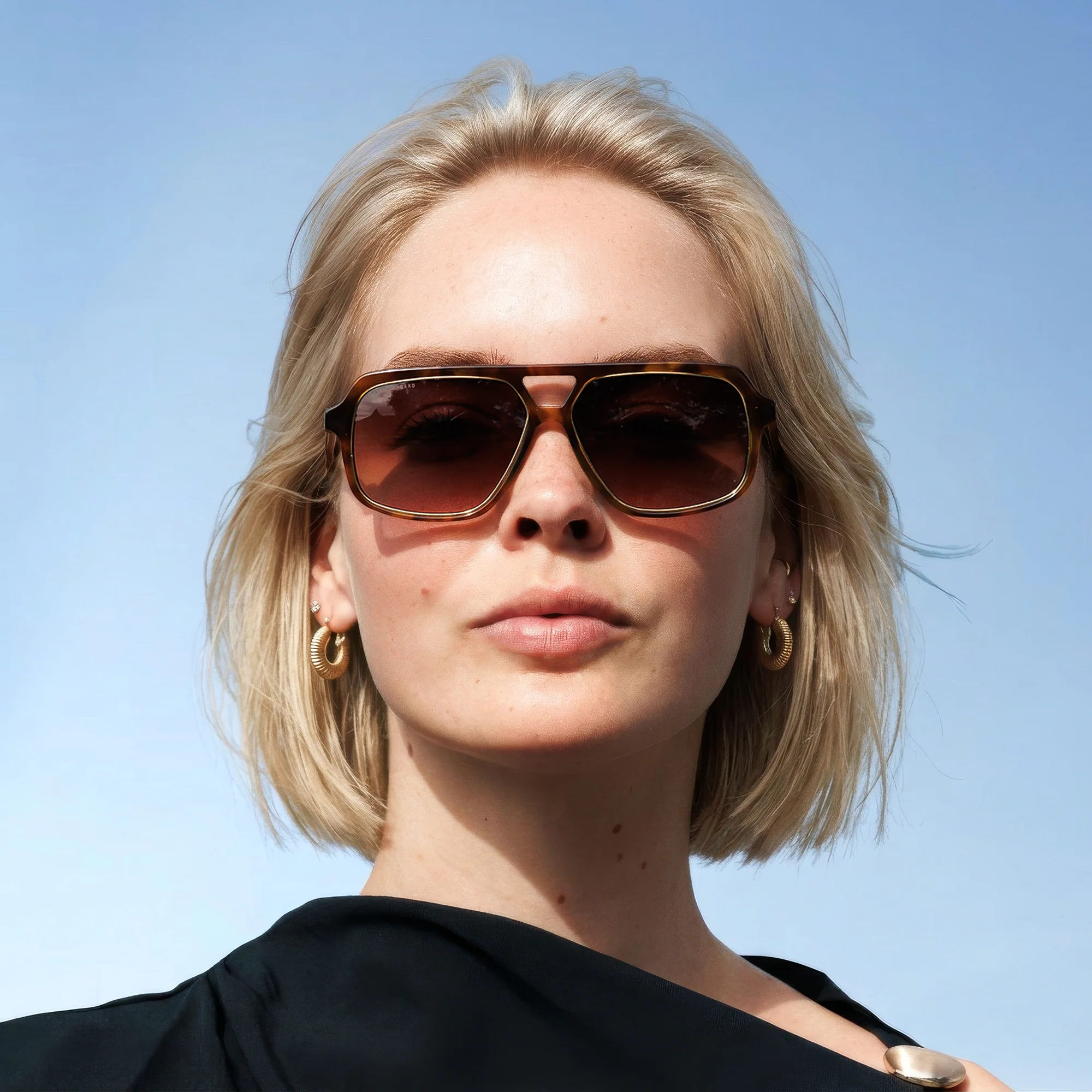 La Villette Camille brown tortoise aviator sunglasses with brown lenses - Image 3