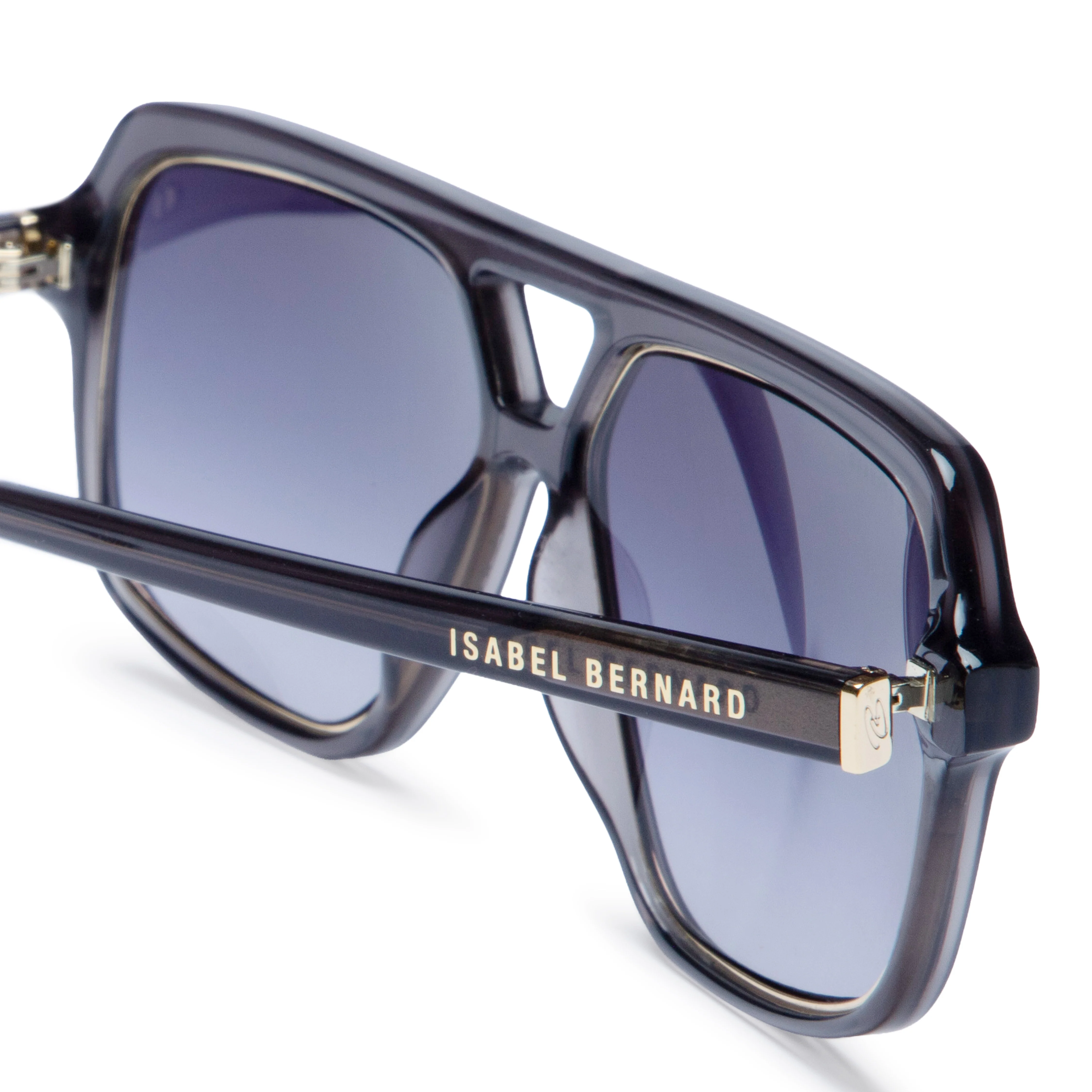 La Villette Camille transparent grey aviator sunglasses with blue lenses - Image 7