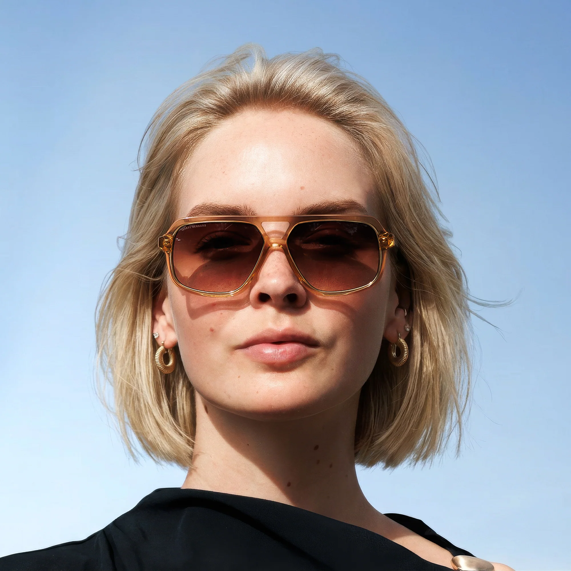La Villette Camille transparent aviator sunglasses with brown lenses - Image 3
