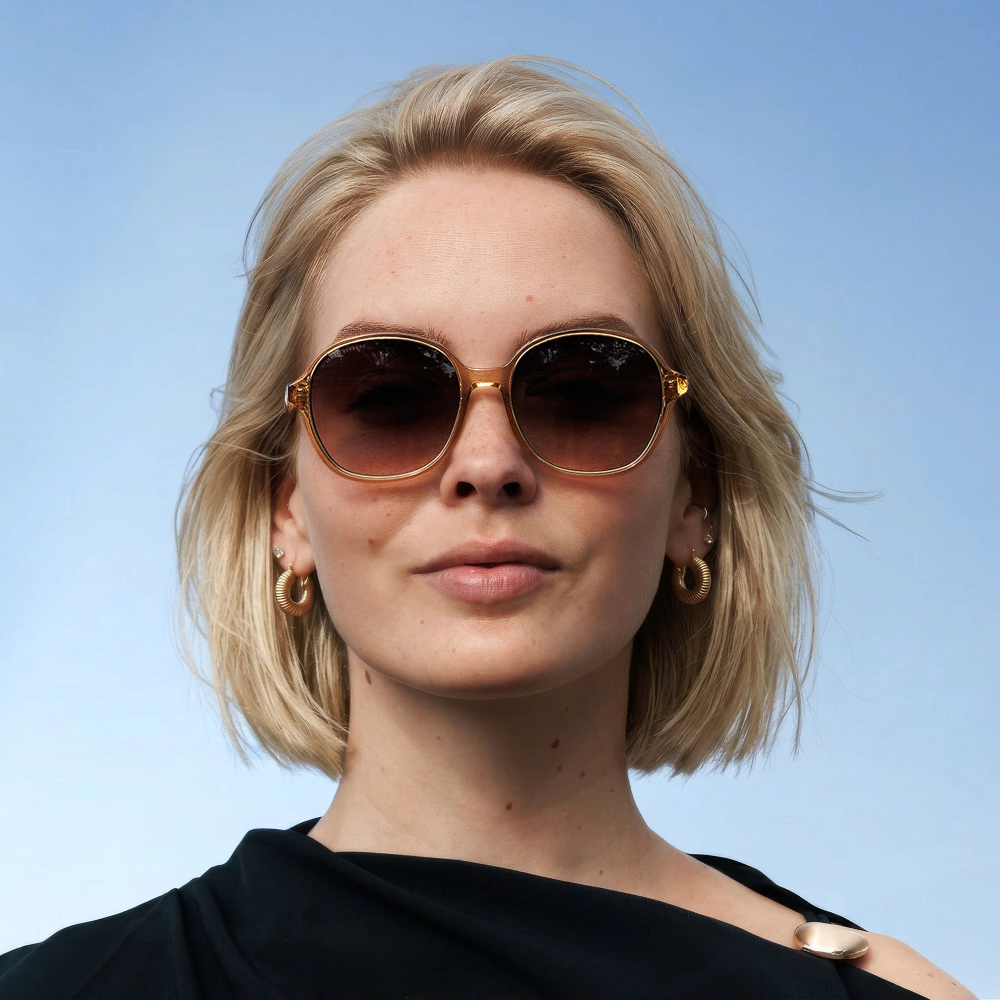 La Villette Eva transparent oval sunglasses with brown lenses - Image 3