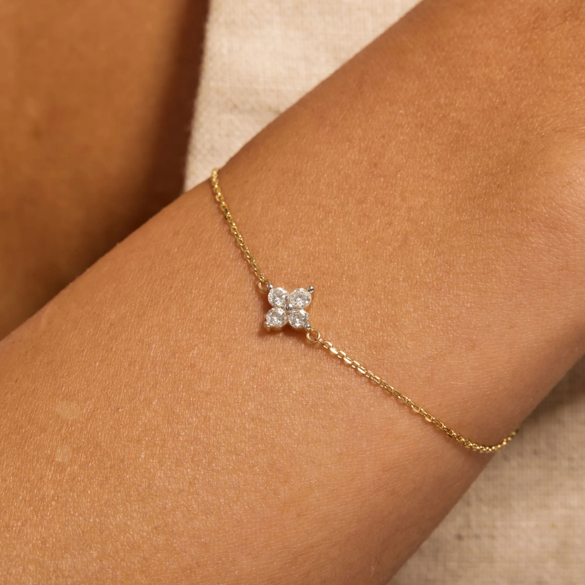 Le Marais Audrey 14 Karat Gold Bracelet With Zirconia Stones - Image 2