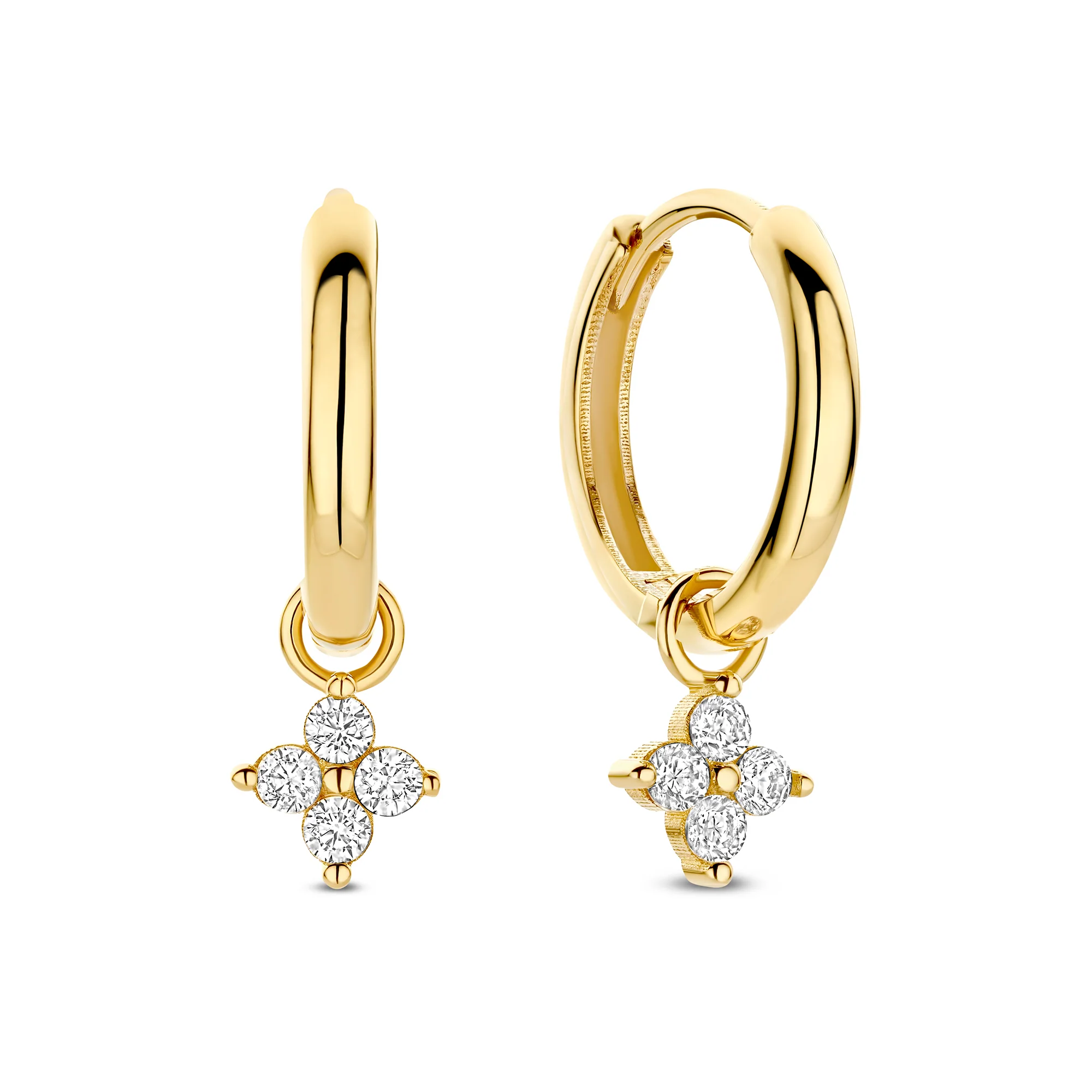 Le Marais Audrey 14 Karat Gold Hoop Earrings With Zirconia Stones