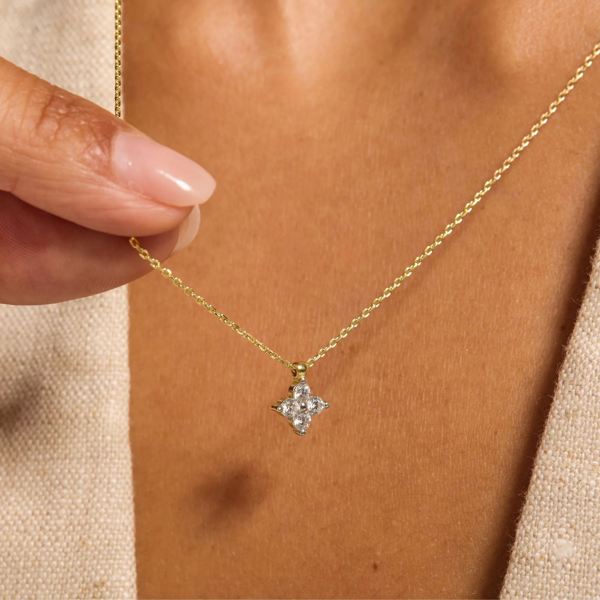 Le Marais Audrey 14 Karat Gold Necklace With Zirconia Stones - Image 2