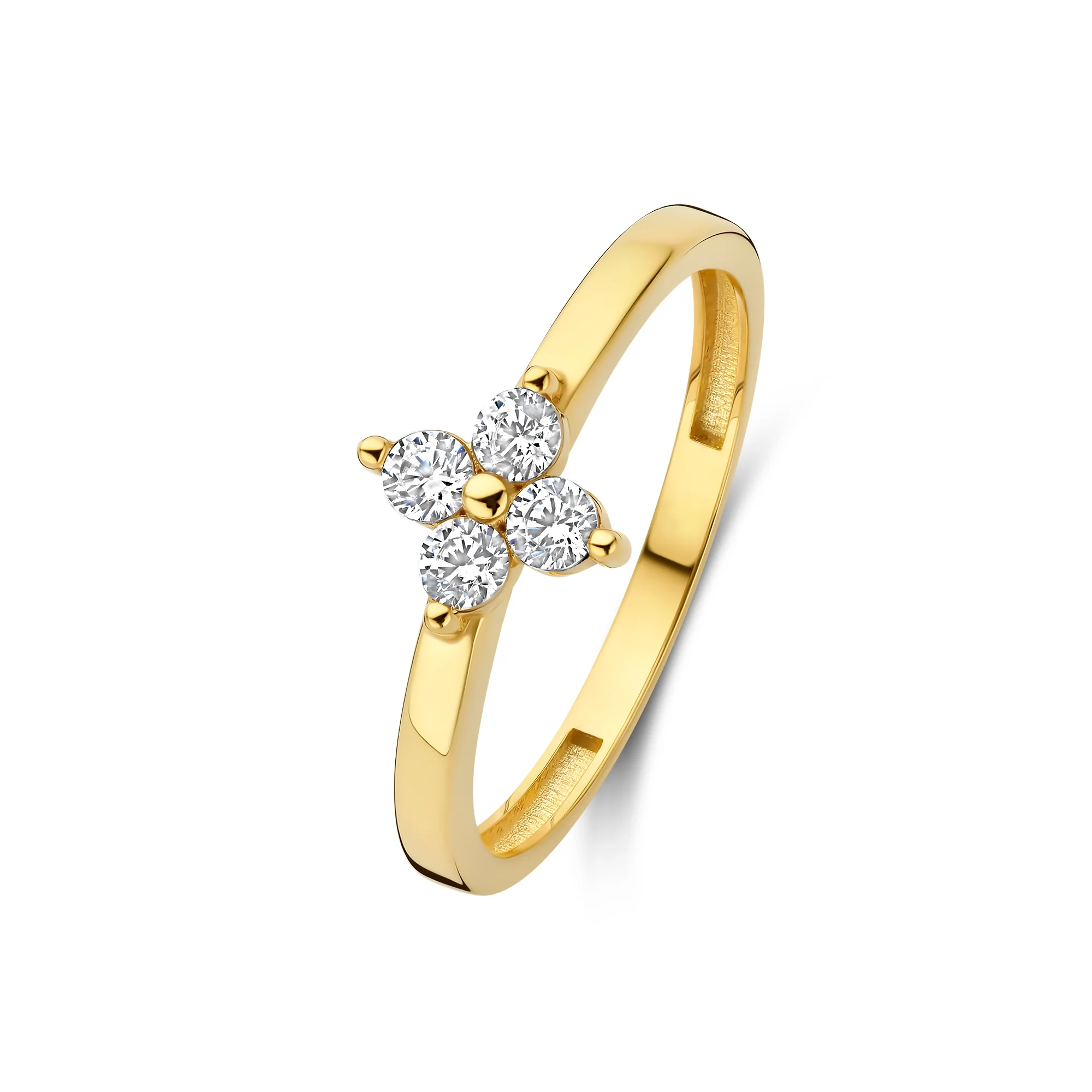 Le Marais Audrey 14 Karat Gold Ring With Zirconia Stones