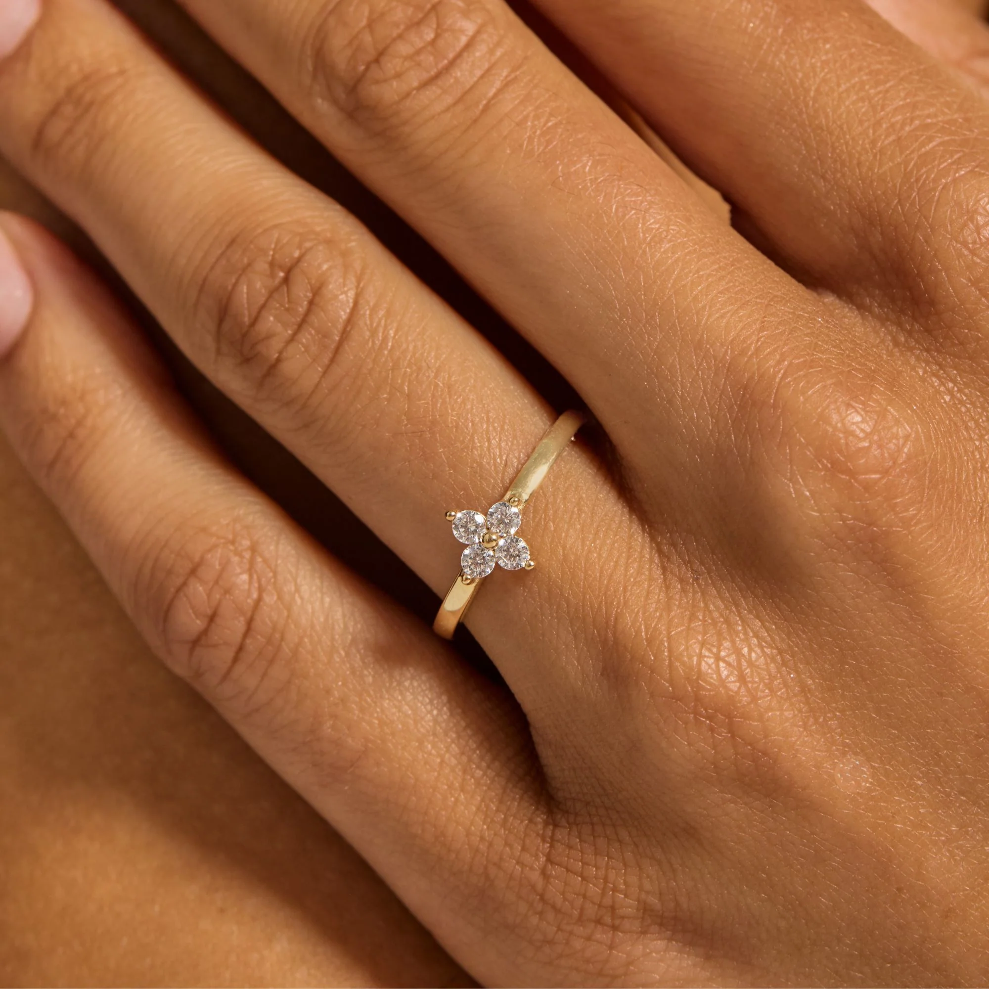 Le Marais Audrey 14 Karat Gold Ring With Zirconia Stones - Image 2