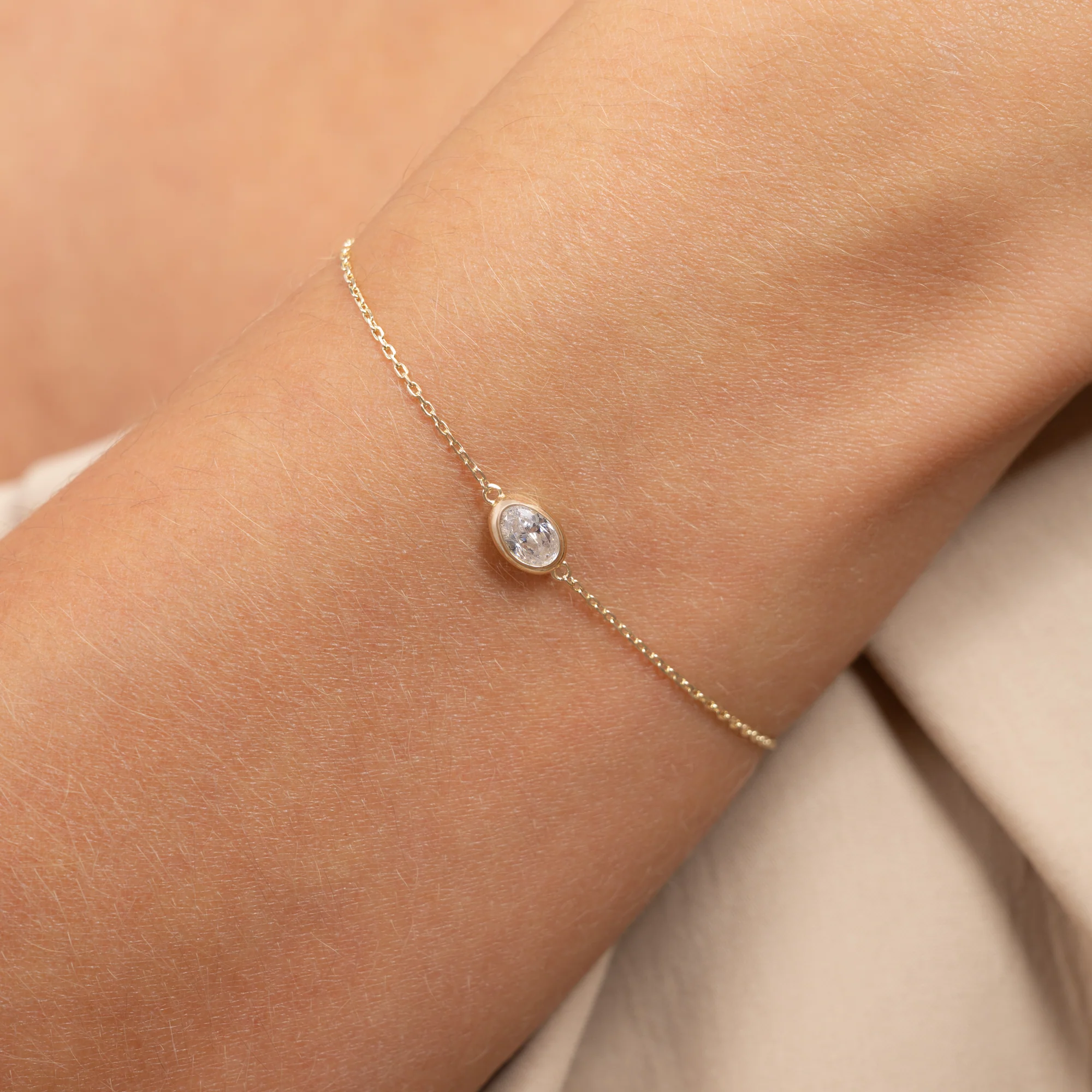 Le Marais Sophie 14 Karat Gold Bracelet With Zirconia Stone - Image 2