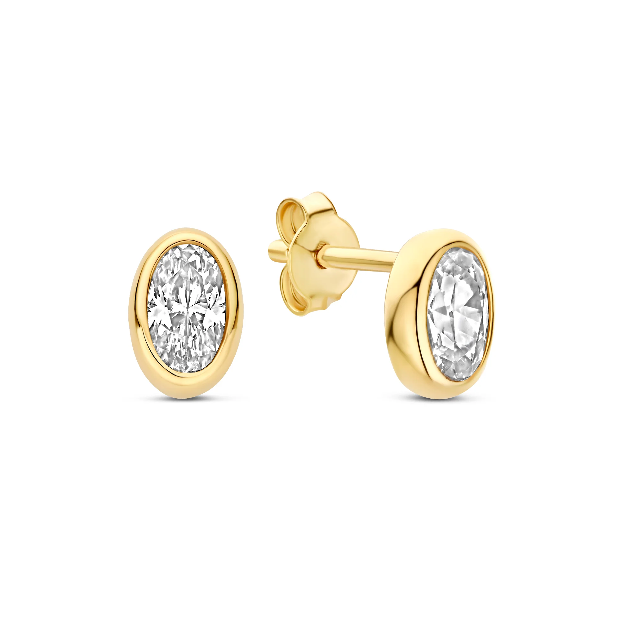 Le Marais Sophie 14 Karat Gold Earrings With Zirconia Stone