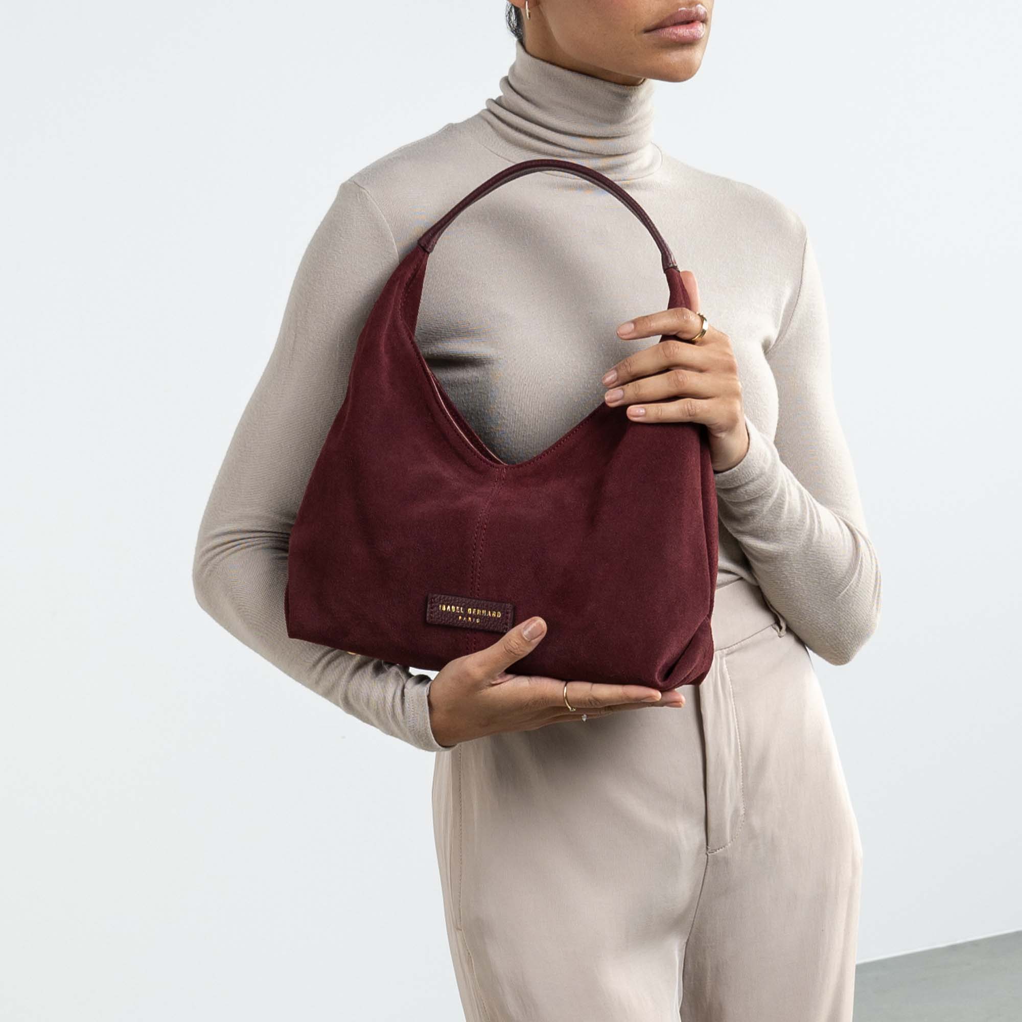 Honoré Grace mini bordeaux red suede handbag - Image 3