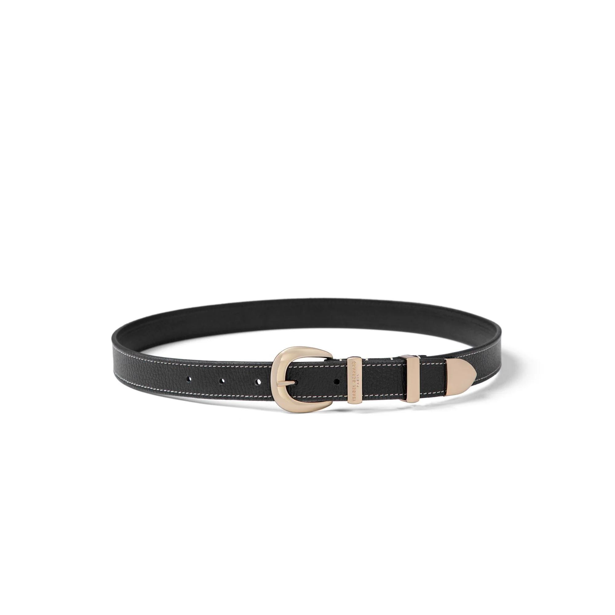 Rêveur Mathilde Black calfskin belt with gold-coloured buckle