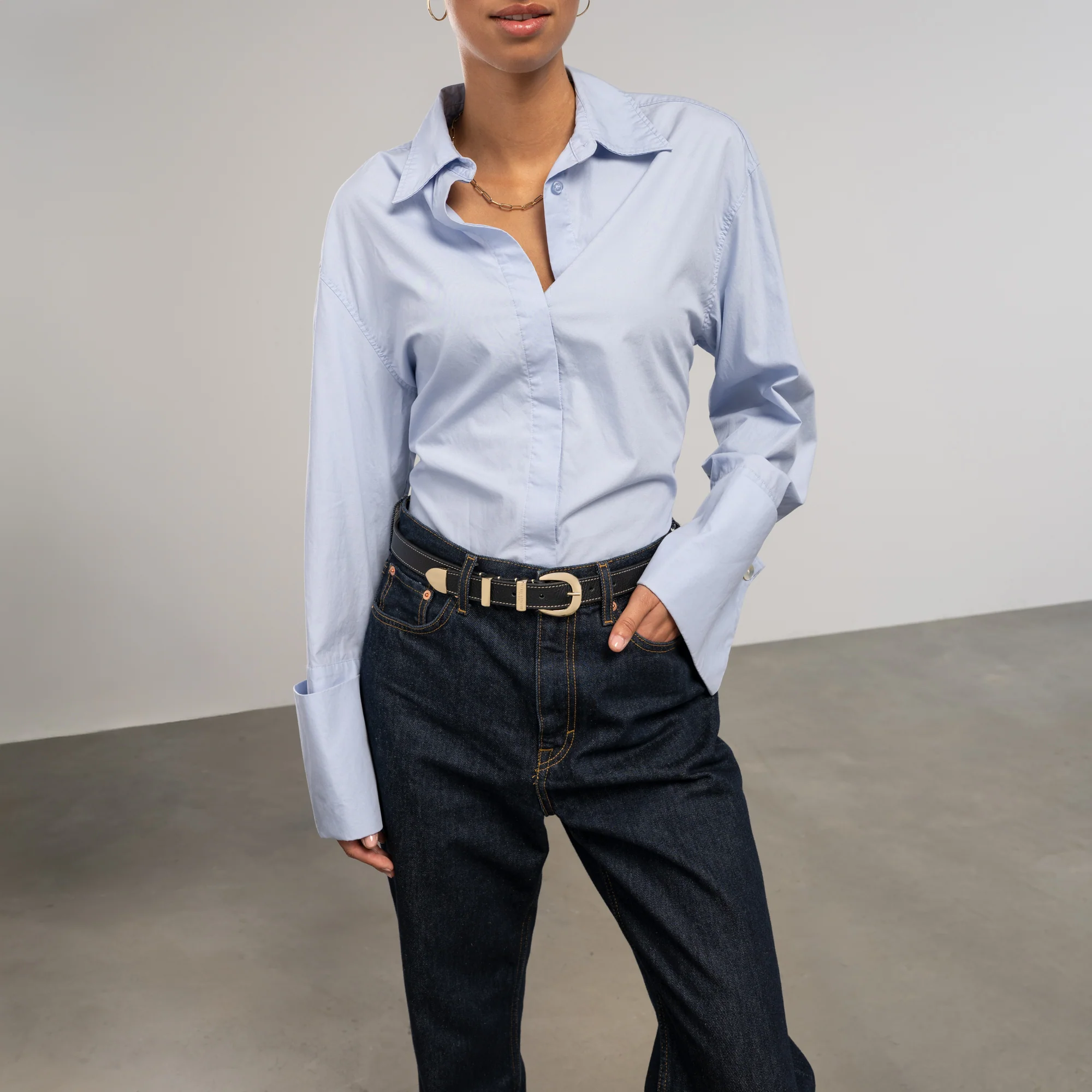 Rêveur Mathilde Black calfskin belt with gold-coloured buckle - Image 3