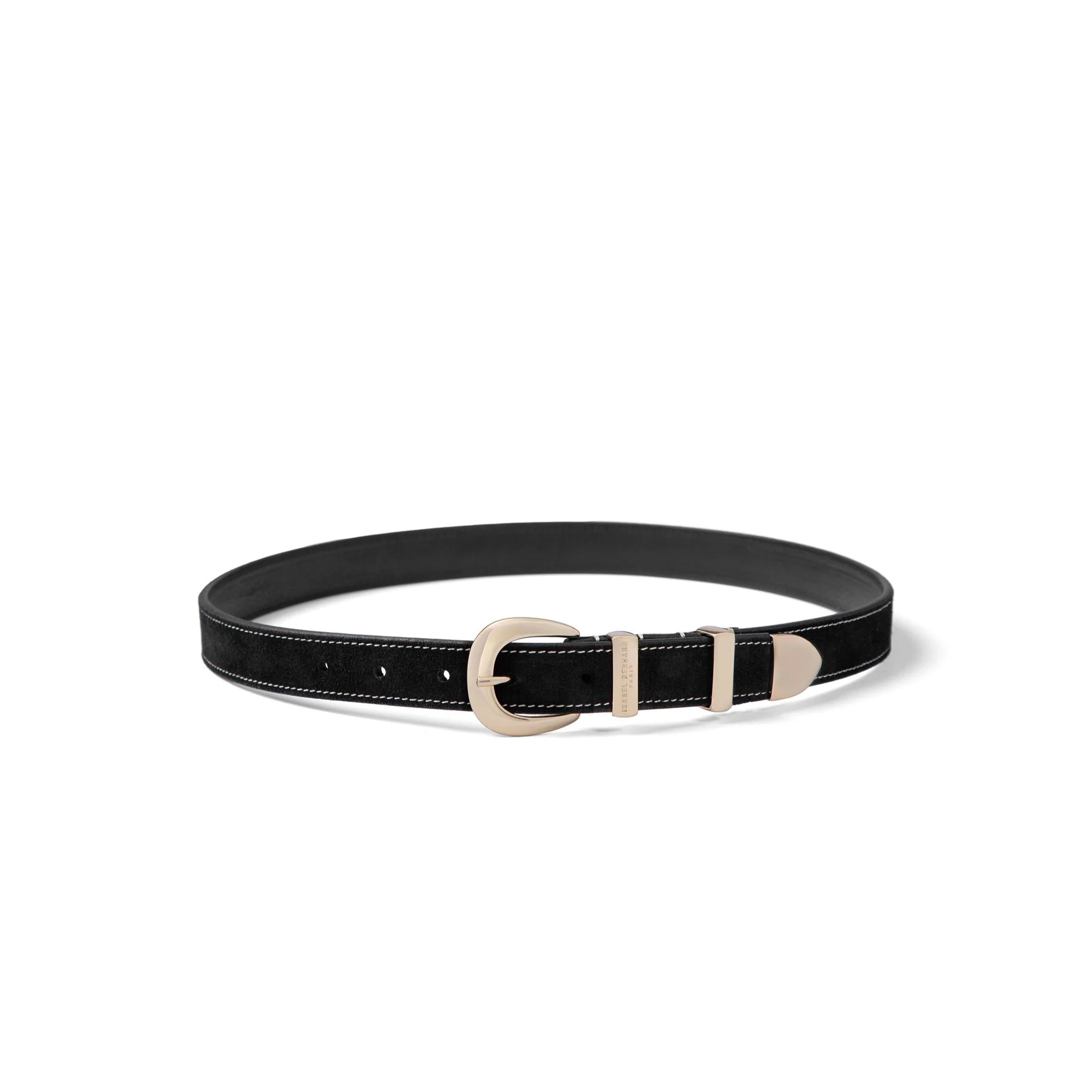 Rêveur Mathilde Suede Black belt with gold-coloured buckle