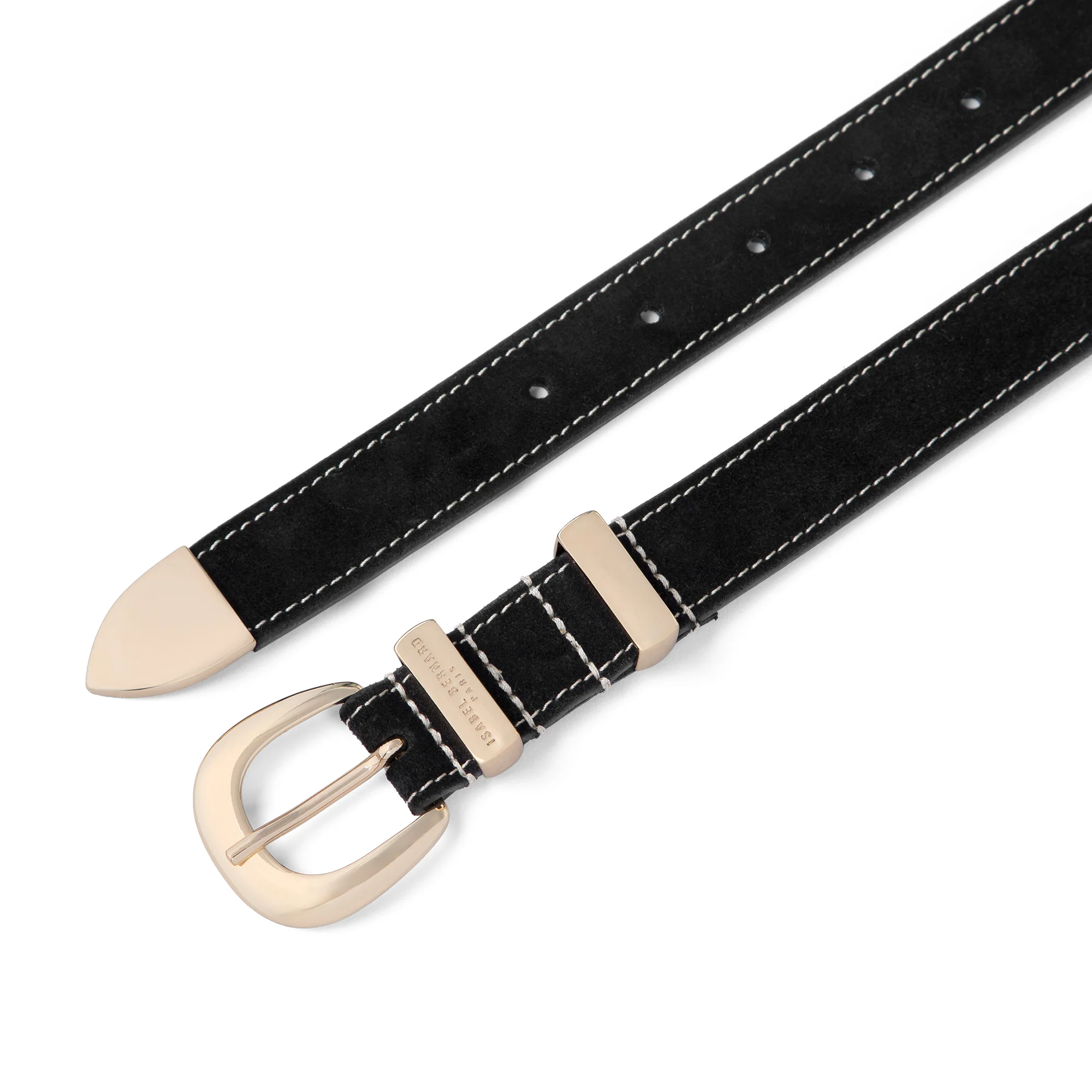 Rêveur Mathilde Suede Black belt with gold-coloured buckle - Image 4