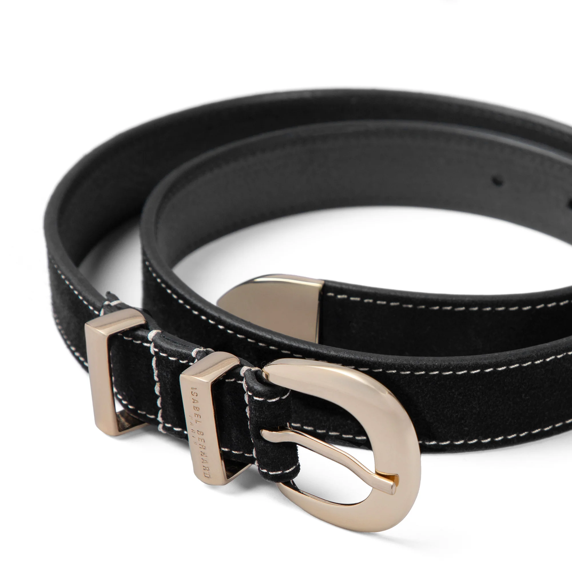 Rêveur Mathilde Suede Black belt with gold-coloured buckle - Image 5