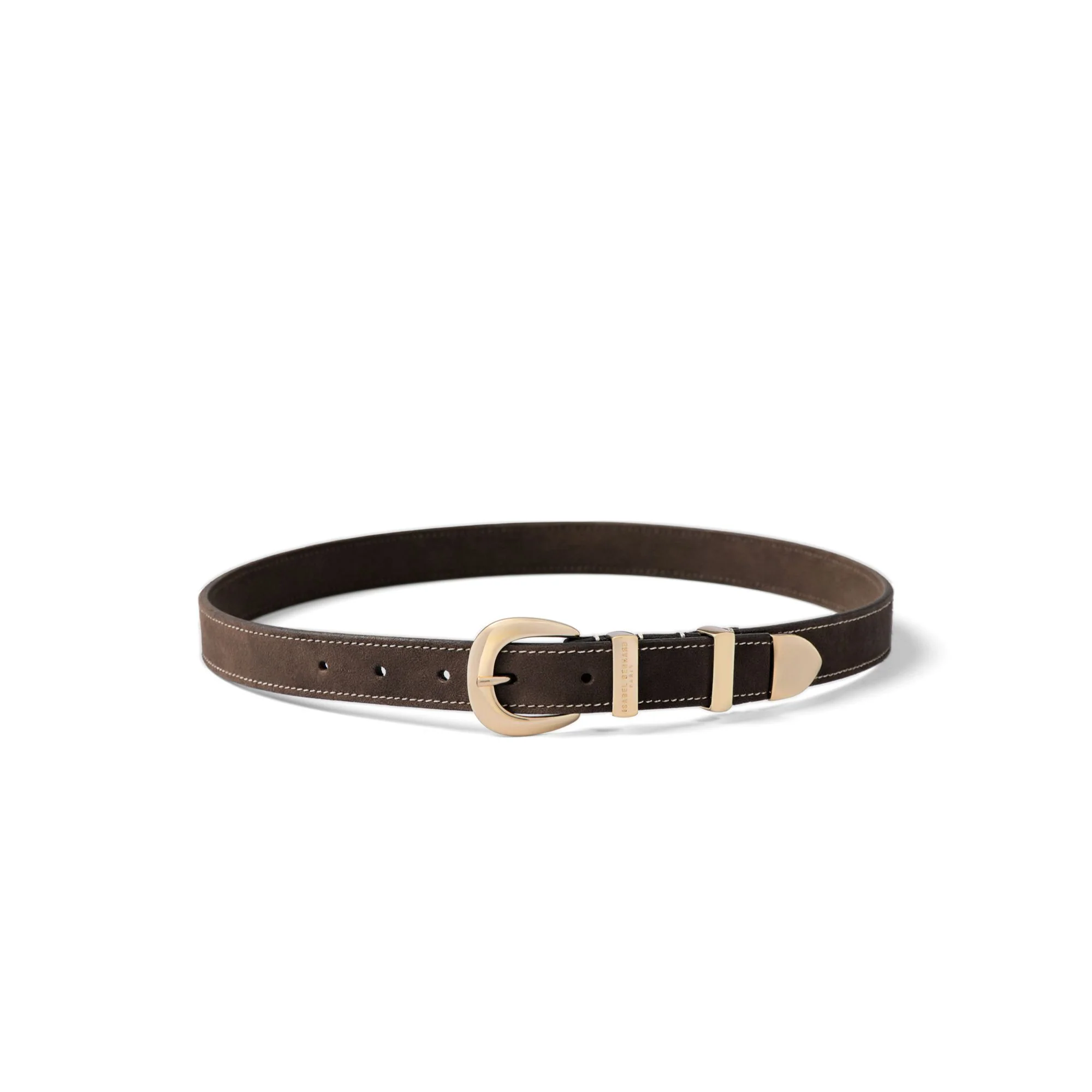 Rêveur Mathilde Suede Dark Brown belt with gold-coloured buckle