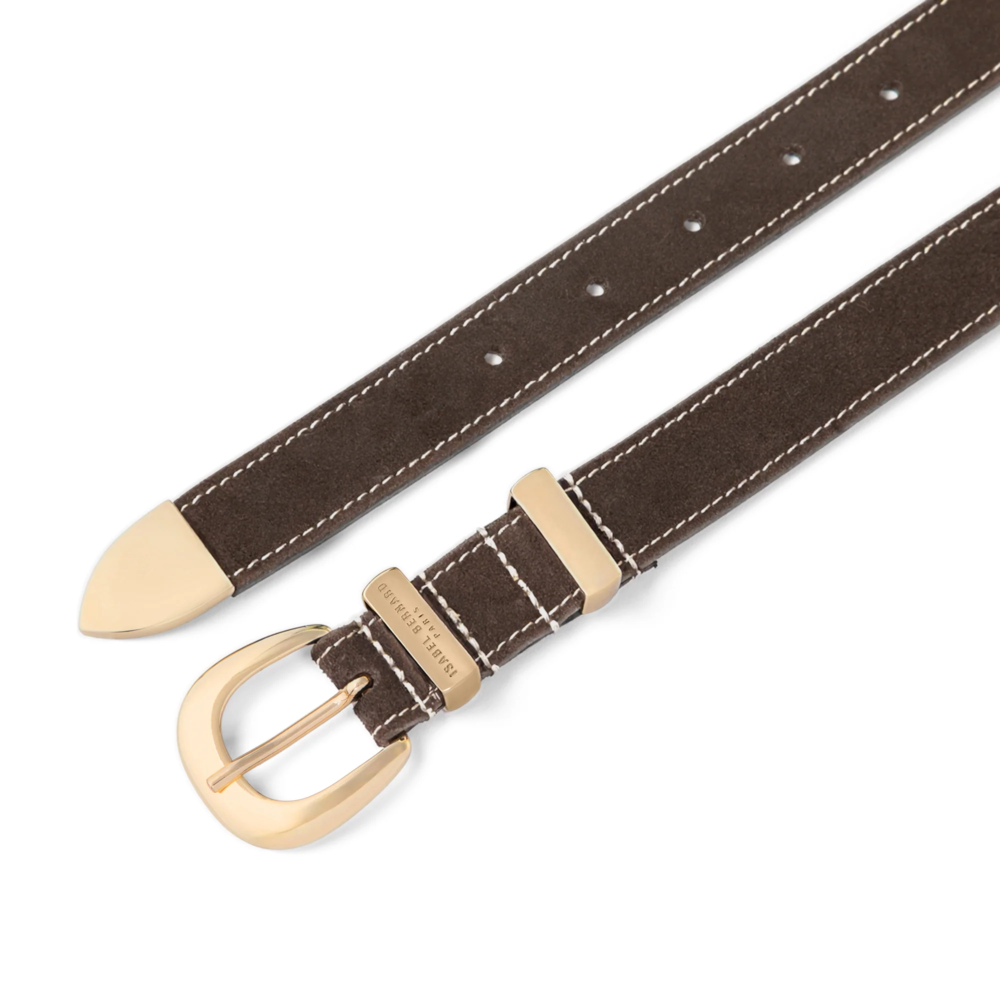 Rêveur Mathilde Suede Dark Brown belt with gold-coloured buckle - Image 4