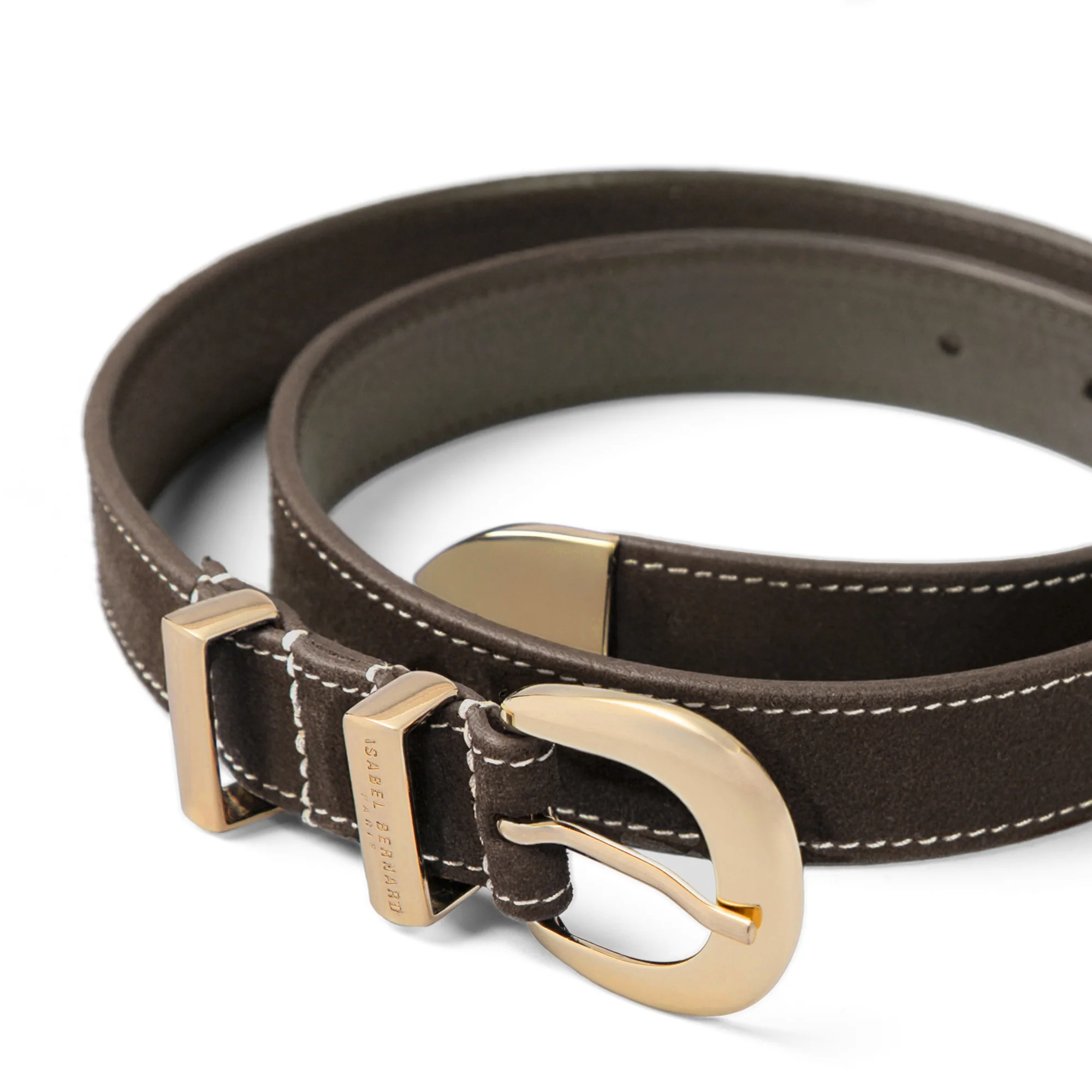 Rêveur Mathilde Suede Dark Brown belt with gold-coloured buckle - Image 5