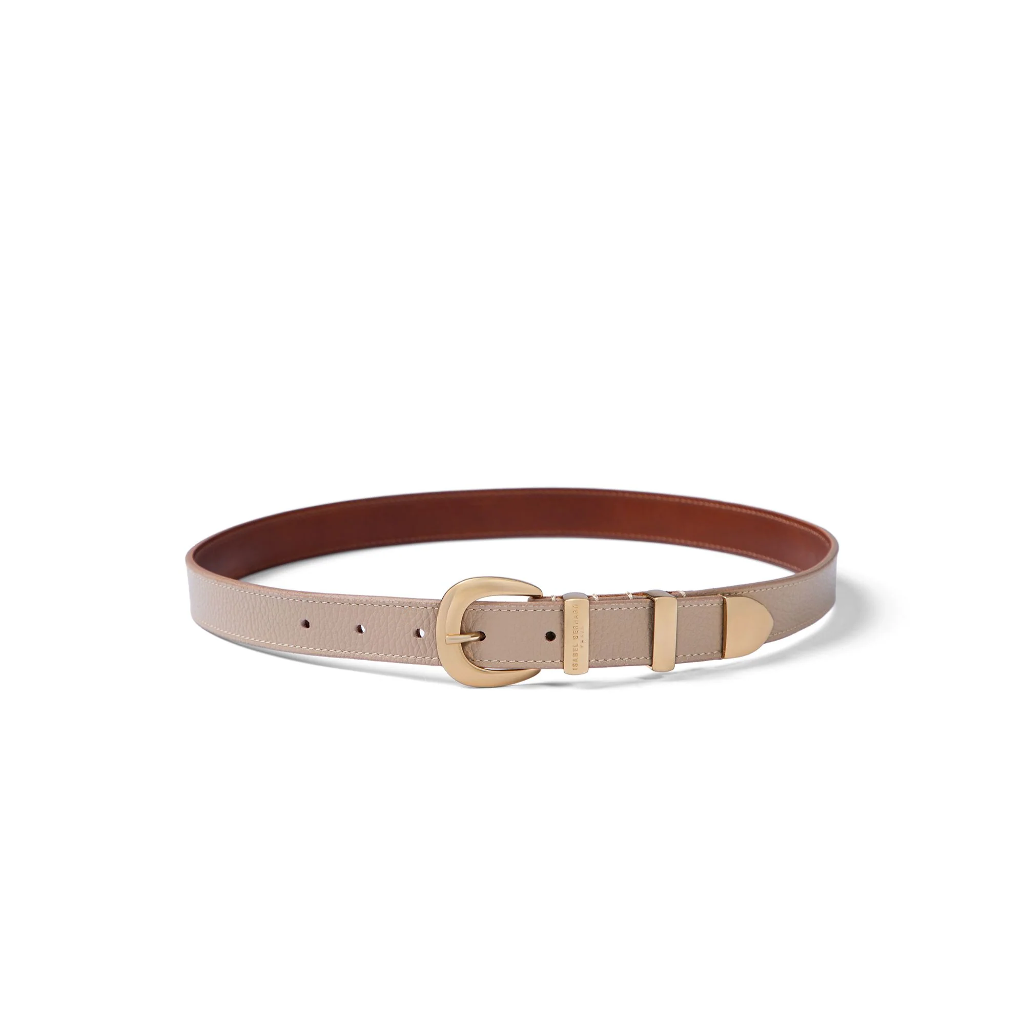 Rêveur Mathilde Taupe calfskin belt with gold-coloured buckle