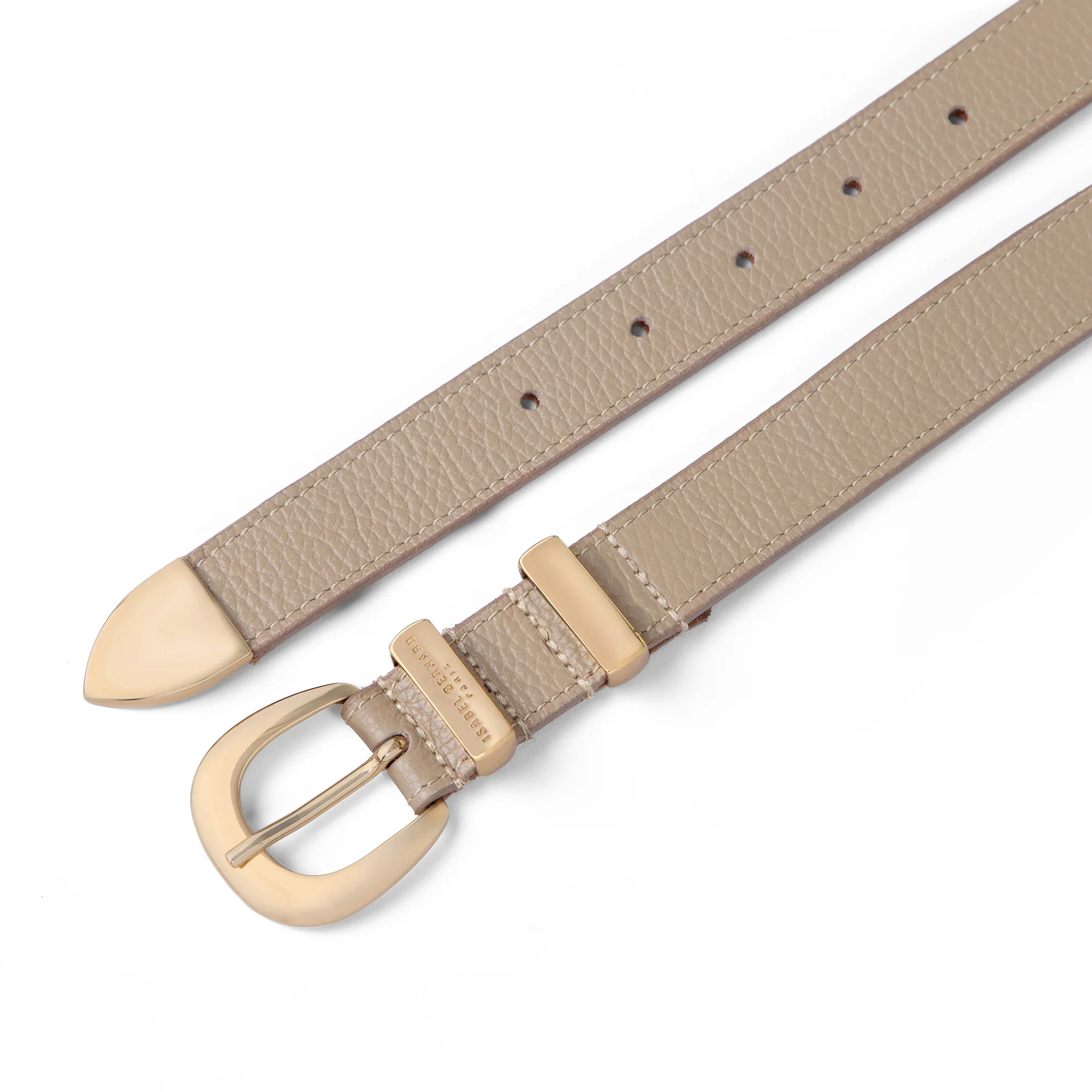 Rêveur Mathilde Taupe calfskin belt with gold-coloured buckle - Image 4