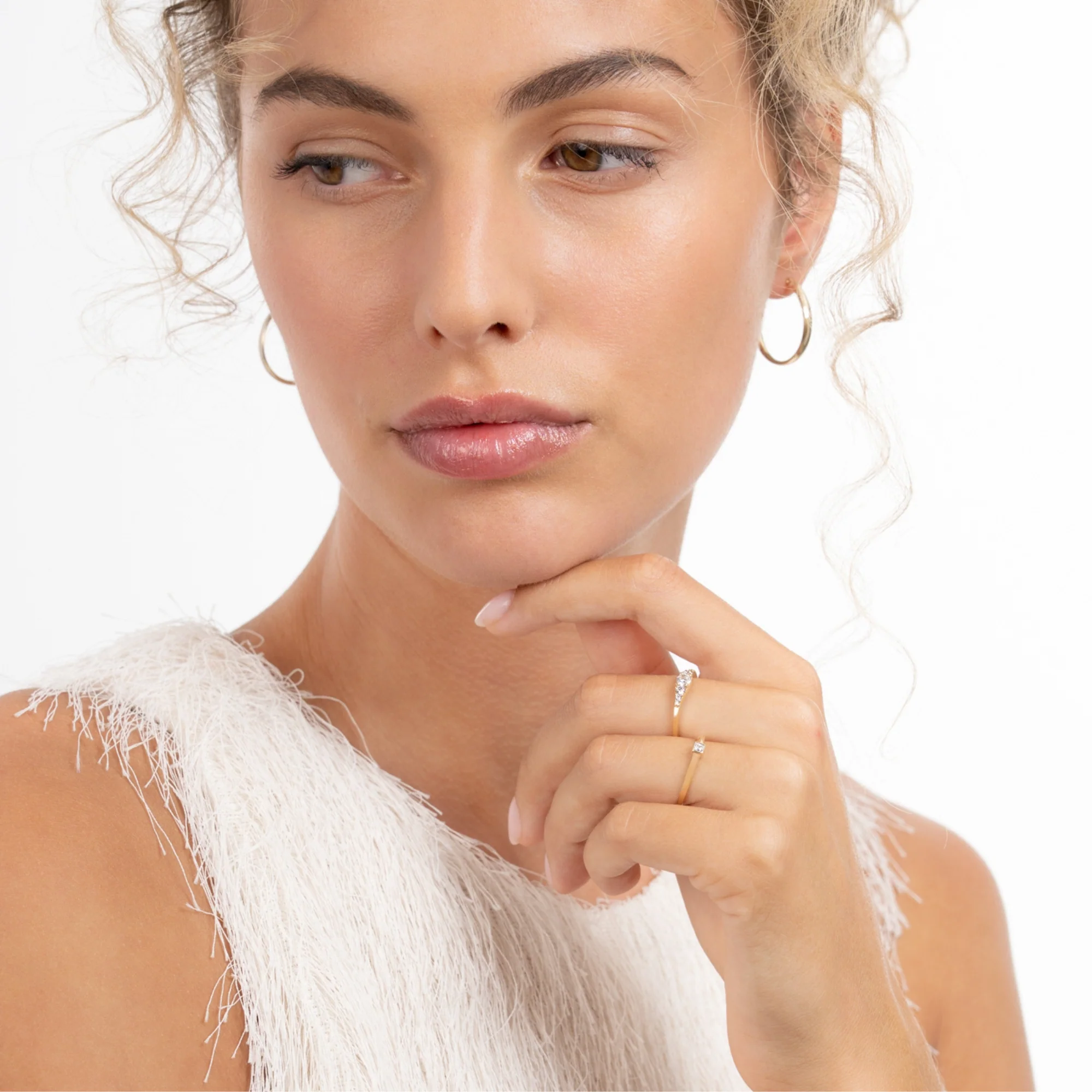 Rivoli Esme 14 Karat Gold Stacking Ring With Zirconia Stones - Image 3
