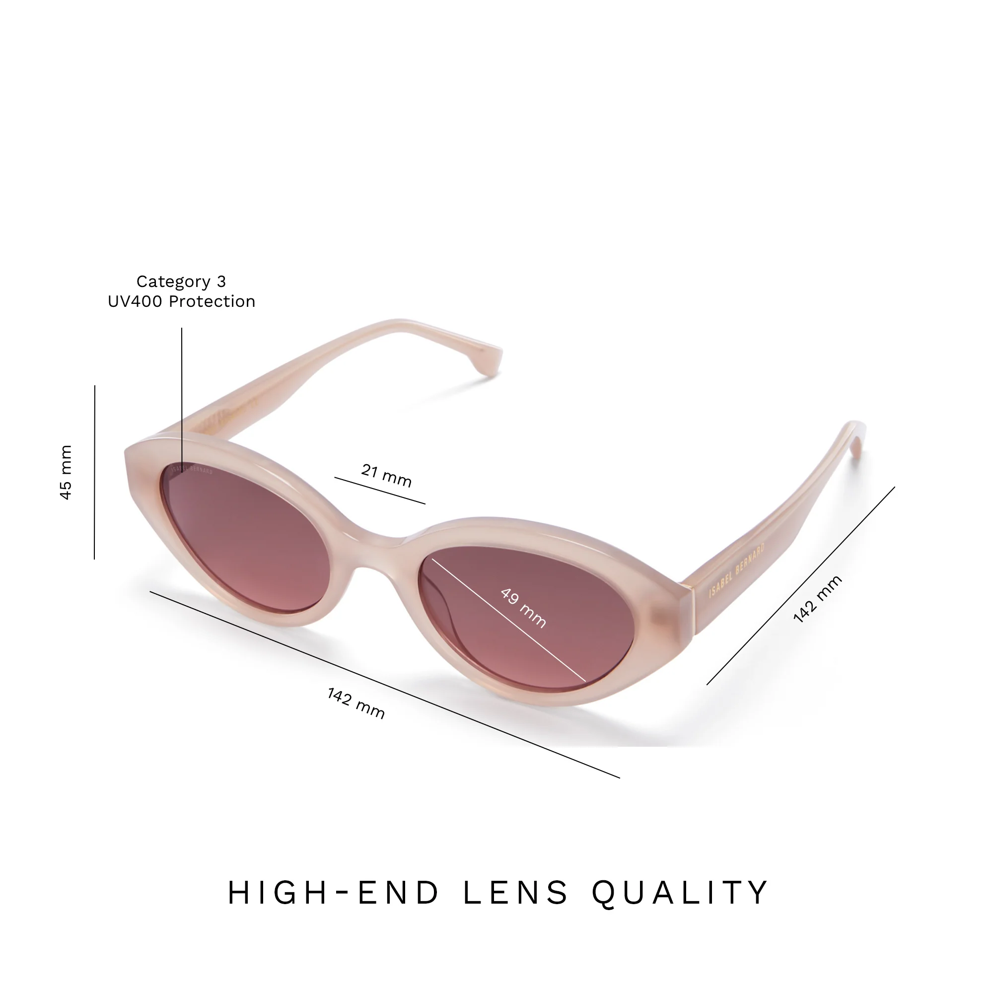 La Villette Rosaire soft pink oval sunglasses with pink lenses - Image 9