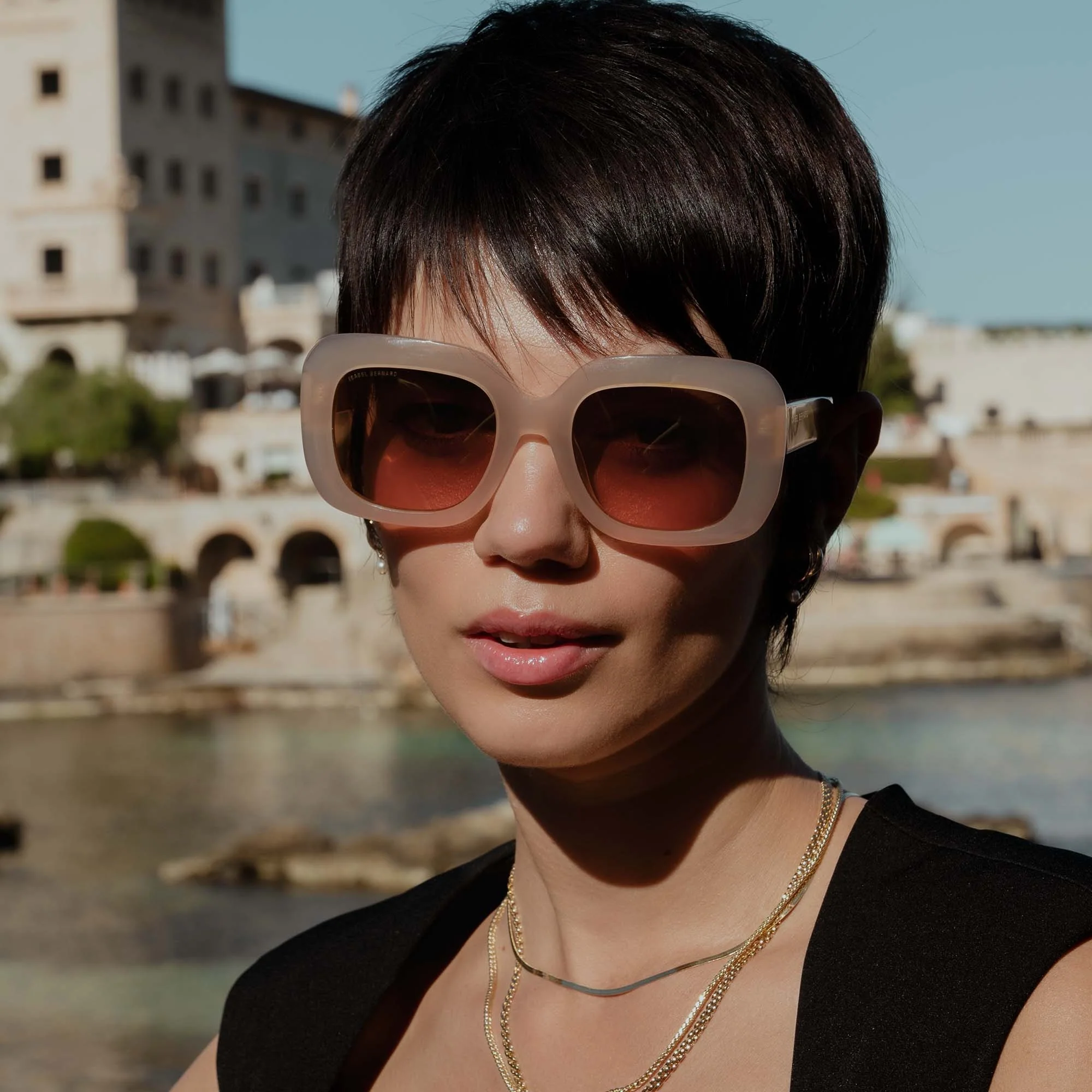 La Villette Rive soft pink square sunglasses - Image 3