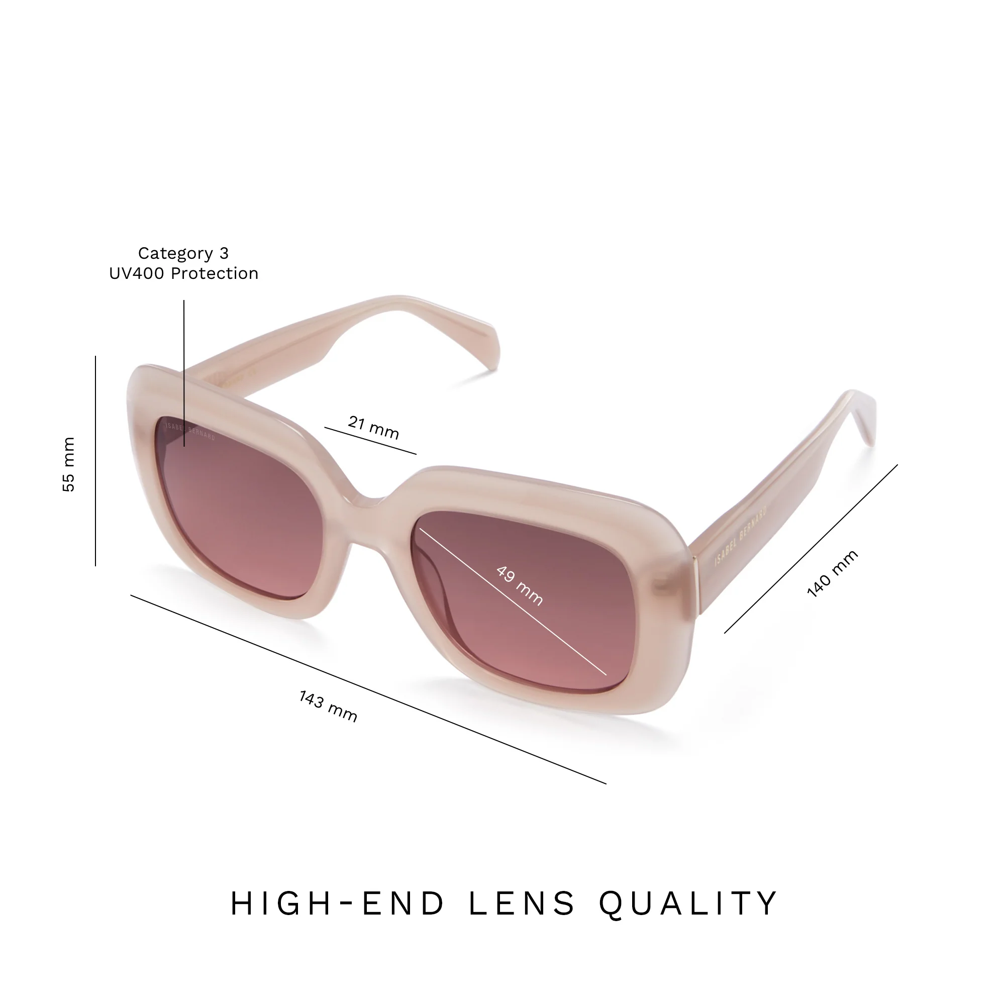 La Villette Rive soft pink square sunglasses - Image 9