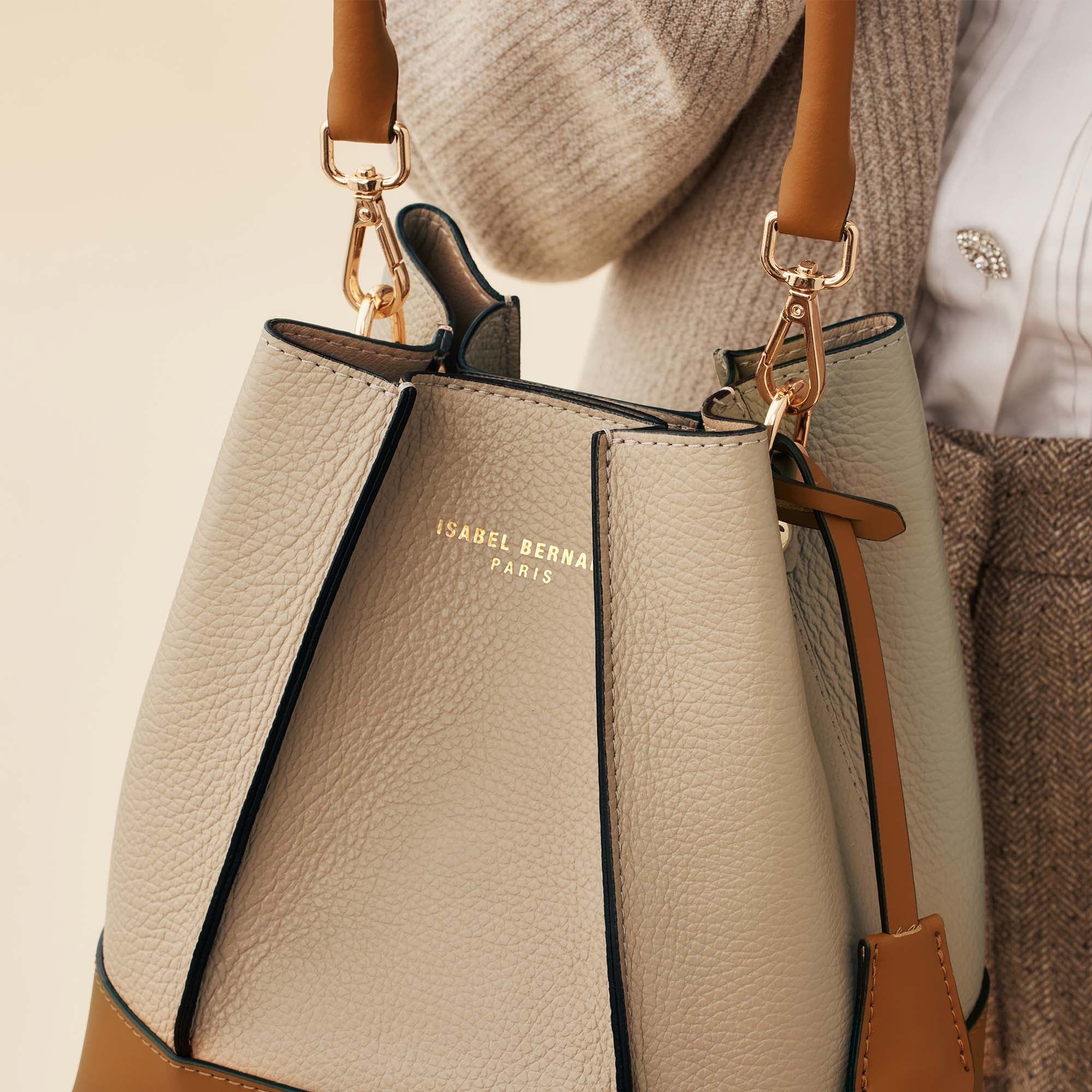 Femme Forte Minette taupe calfskin leather handbag - Image 3