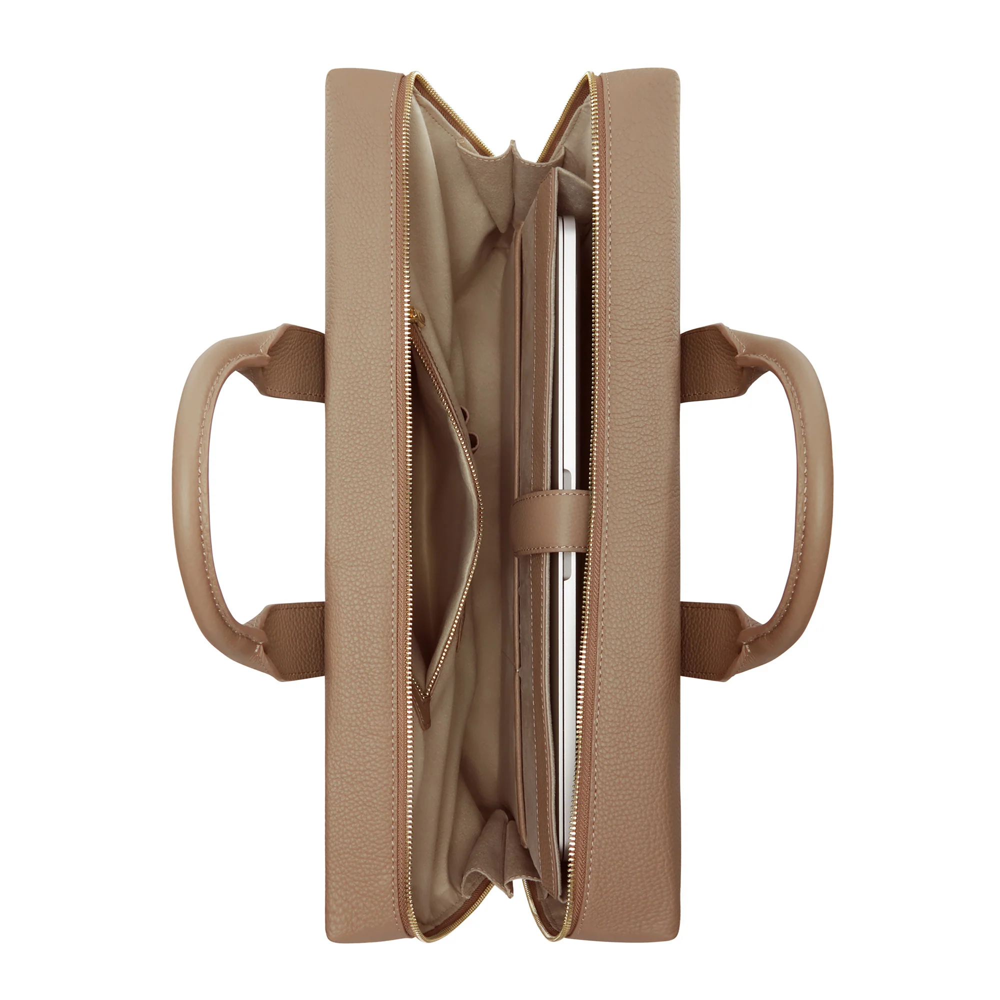 Honoré Anique taupe calfskin leather handbag with 16.4 inch laptop pocket - Image 6
