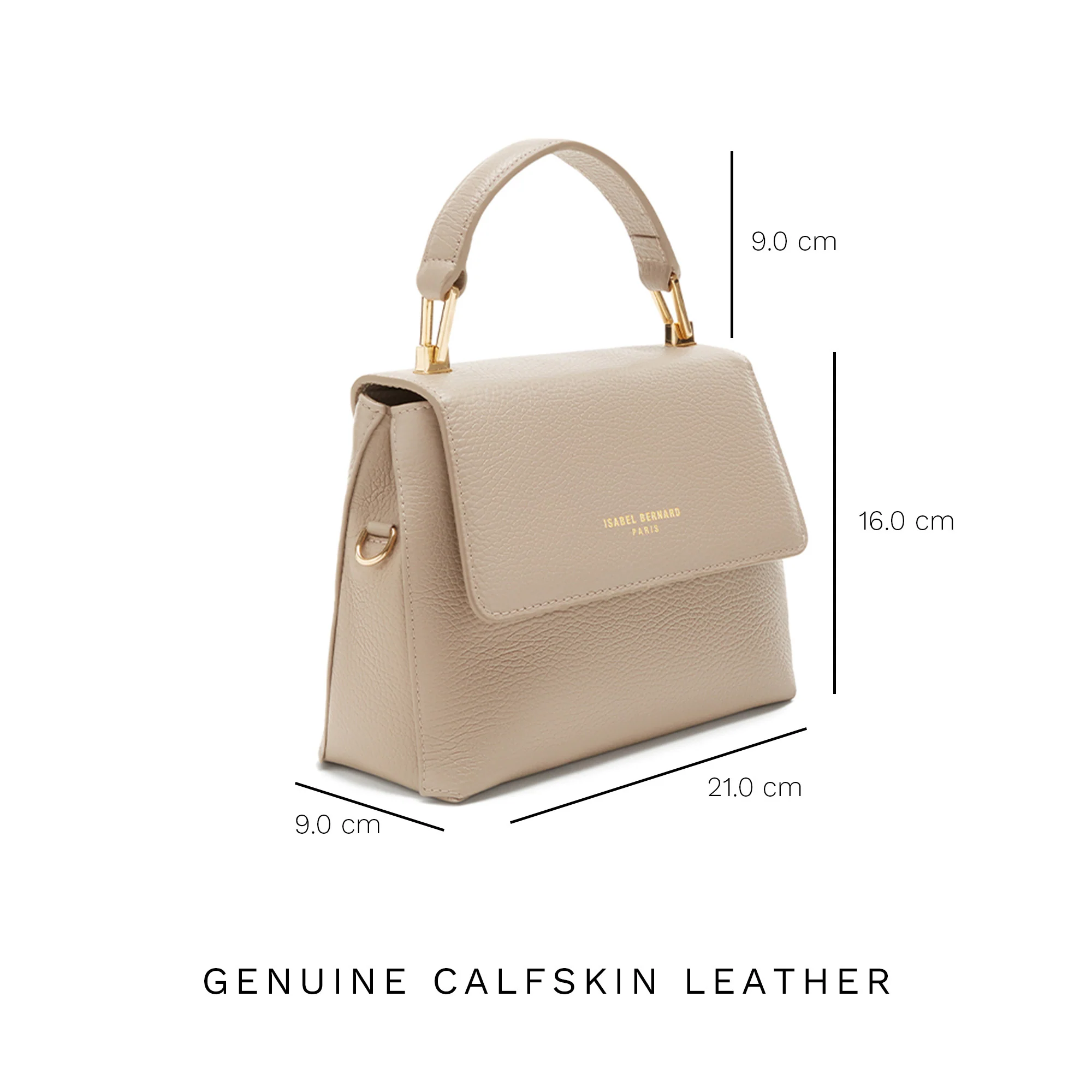 Femme Forte Heline taupe calfskin leather handbag - Image 7