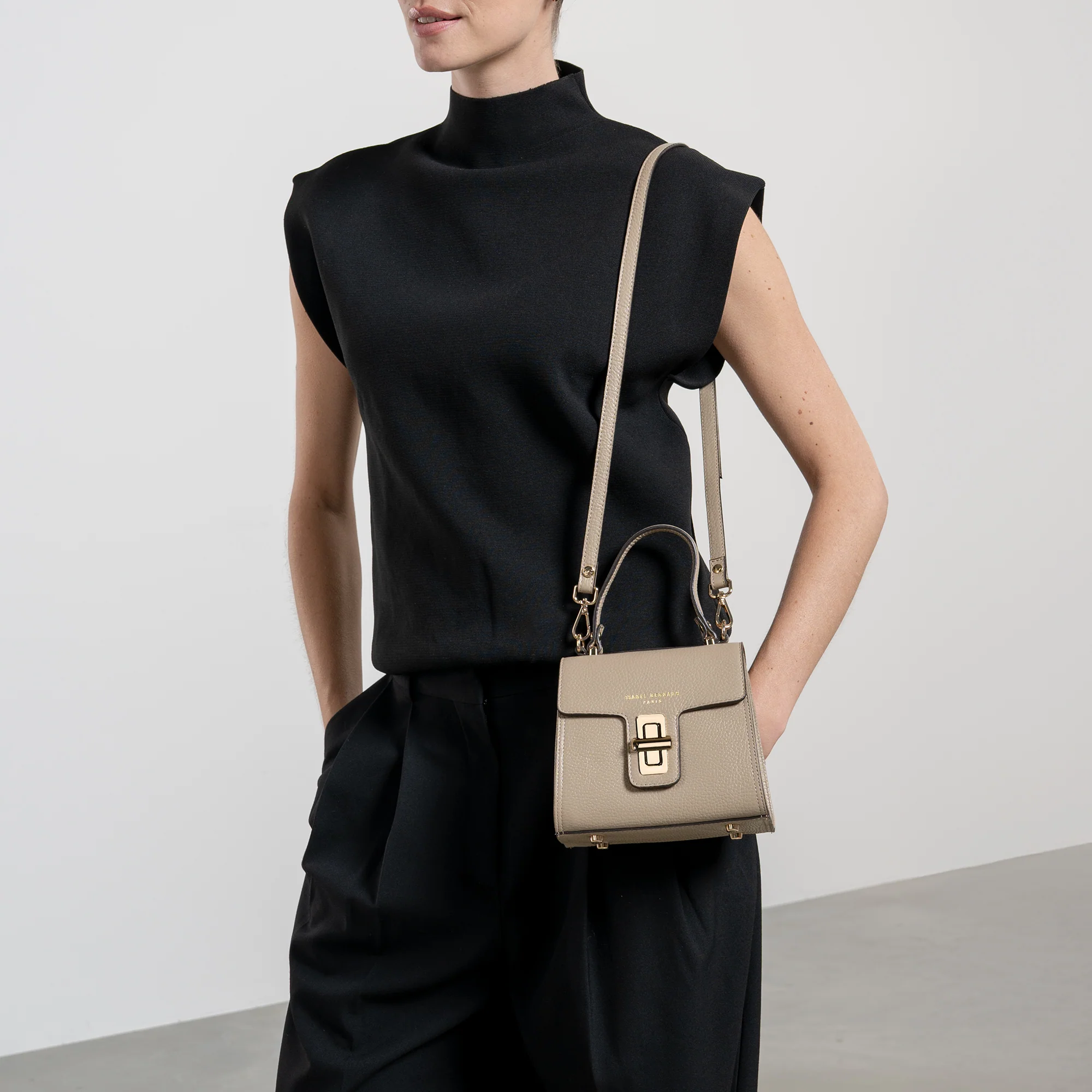 Femme Forte Simone Mini taupe leather handbag calfskin leather - Image 2
