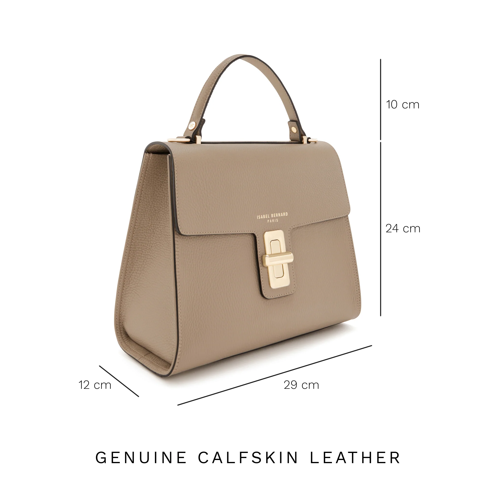 Femme Forte Simone Midi taupe leather handbag calfskin leather - Image 7