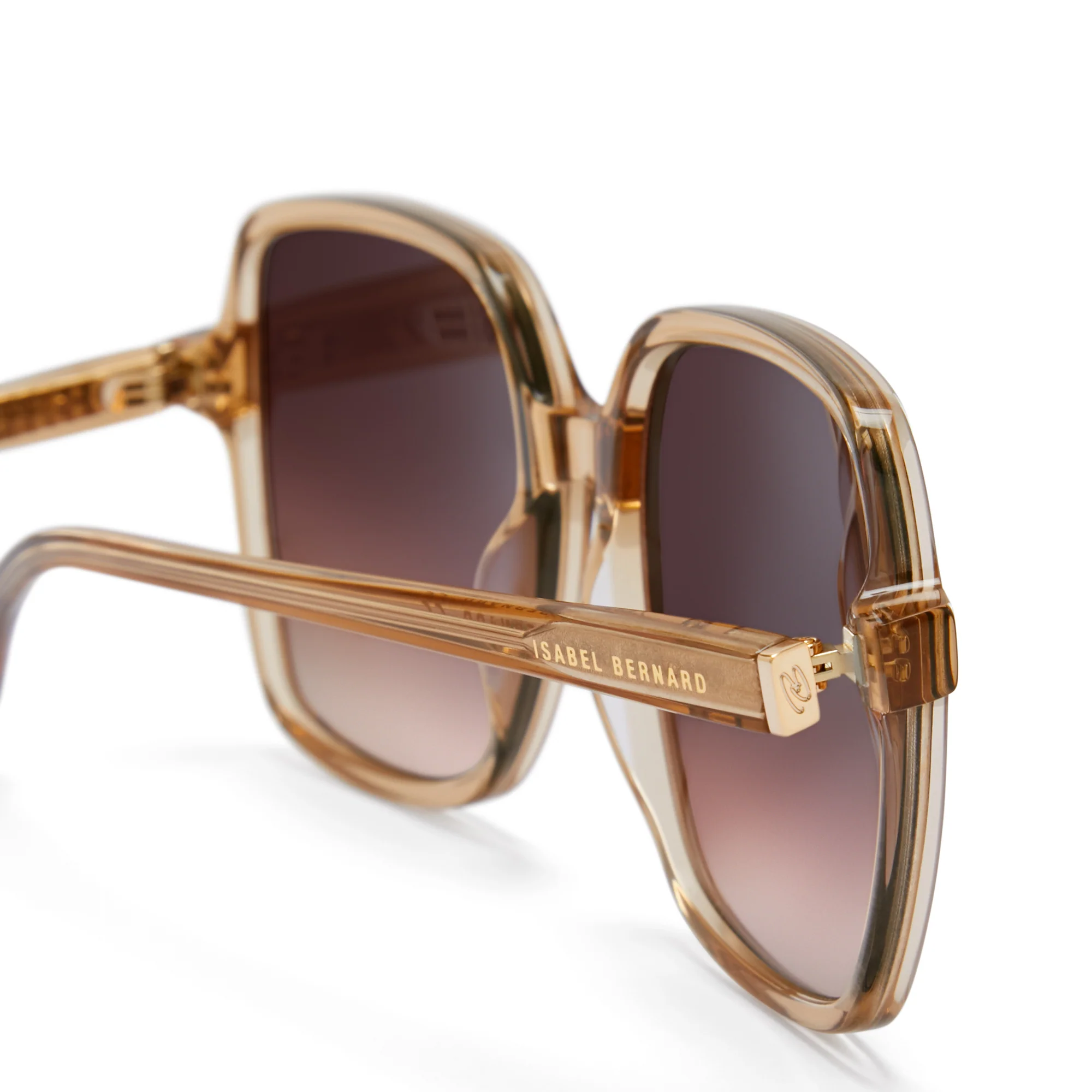 La Villette Rene transparent beige square sunglasses with brown lenses - Image 7