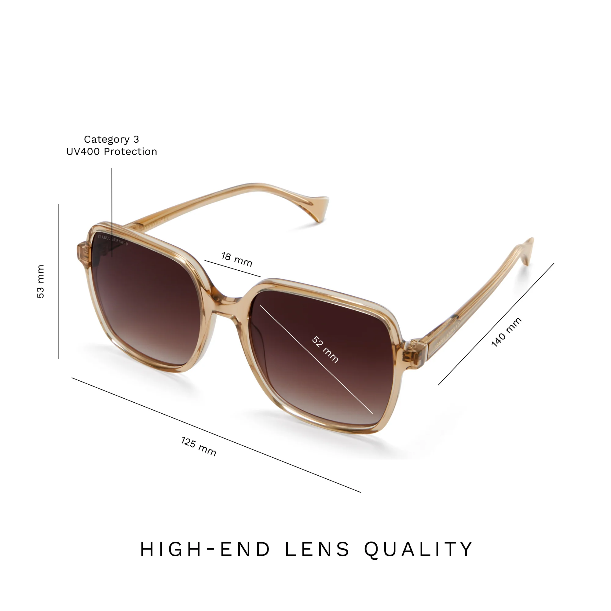 La Villette Rene transparent beige square sunglasses with brown lenses - Image 8