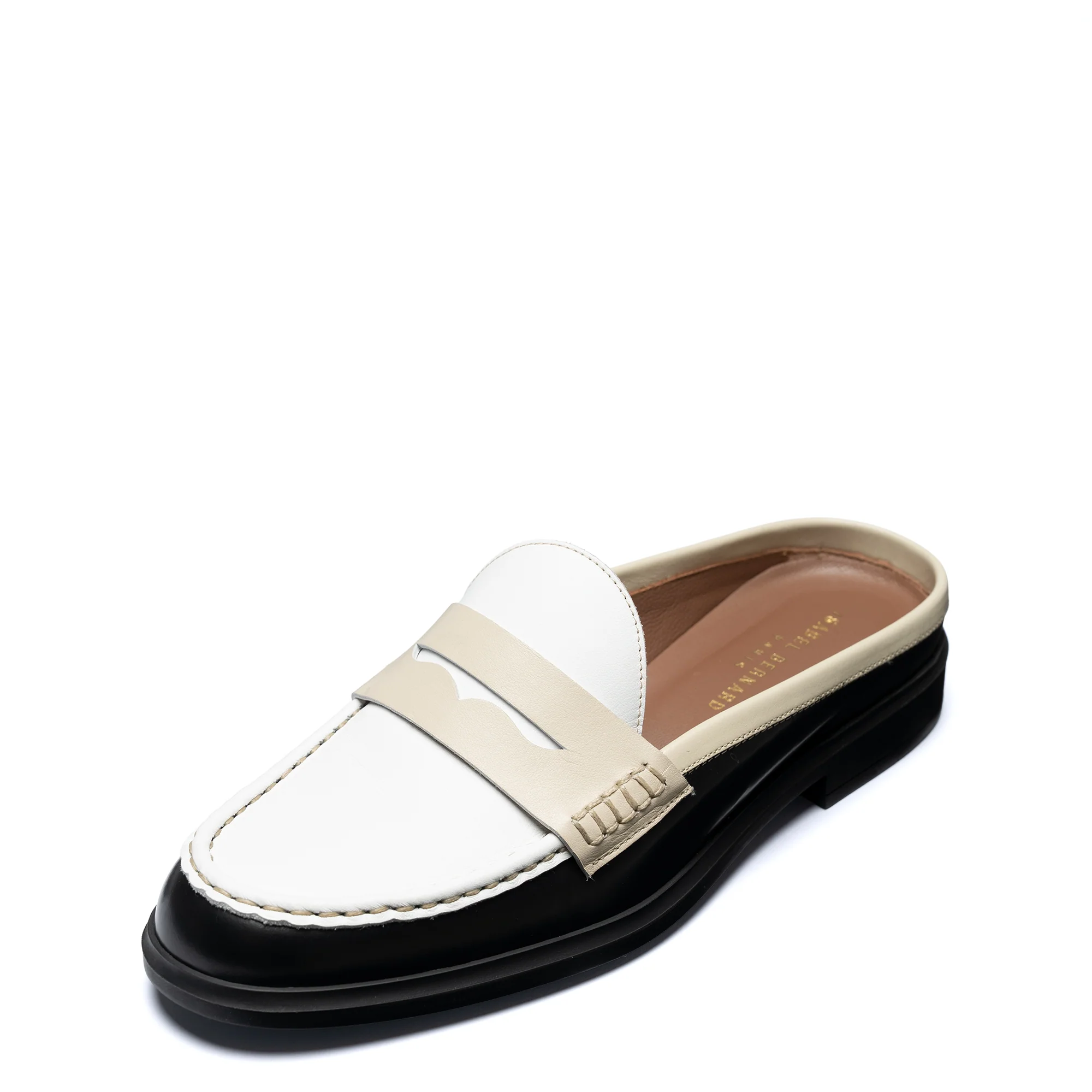 Vendôme Blandine Black And White Calfskin Leather Mules With White Details - Image 10