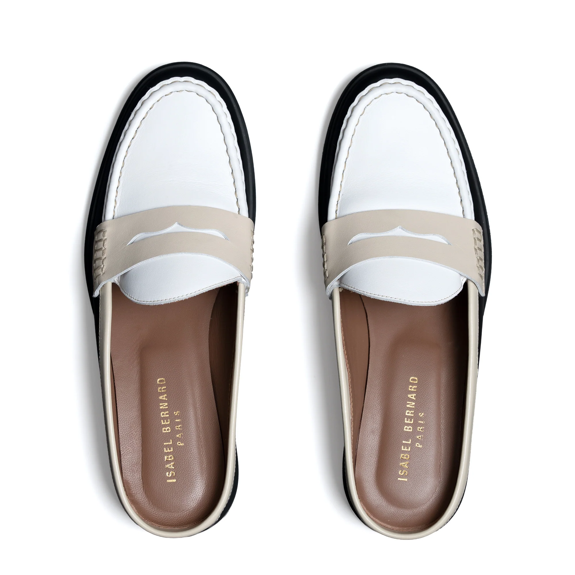 Vendôme Blandine Black And White Calfskin Leather Mules With White Details - Image 11