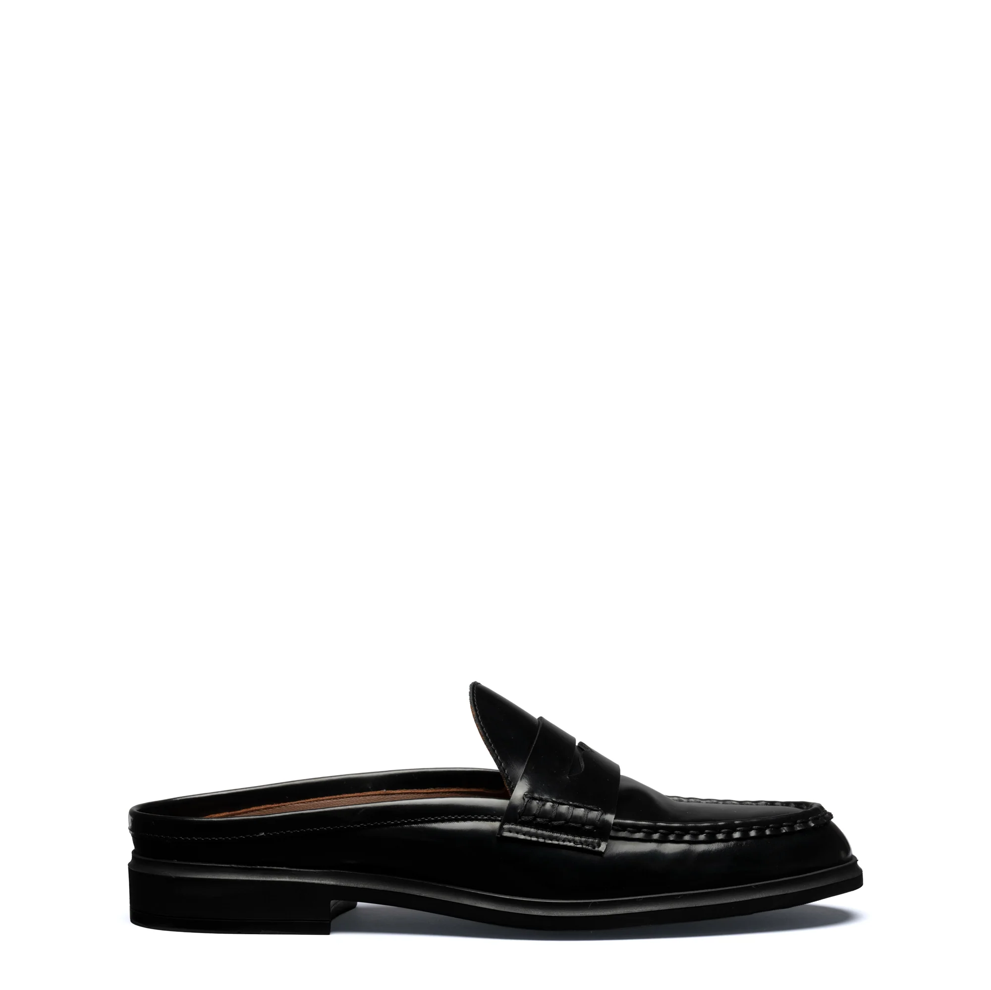 Vendôme Blandine black spazzolato leather mules