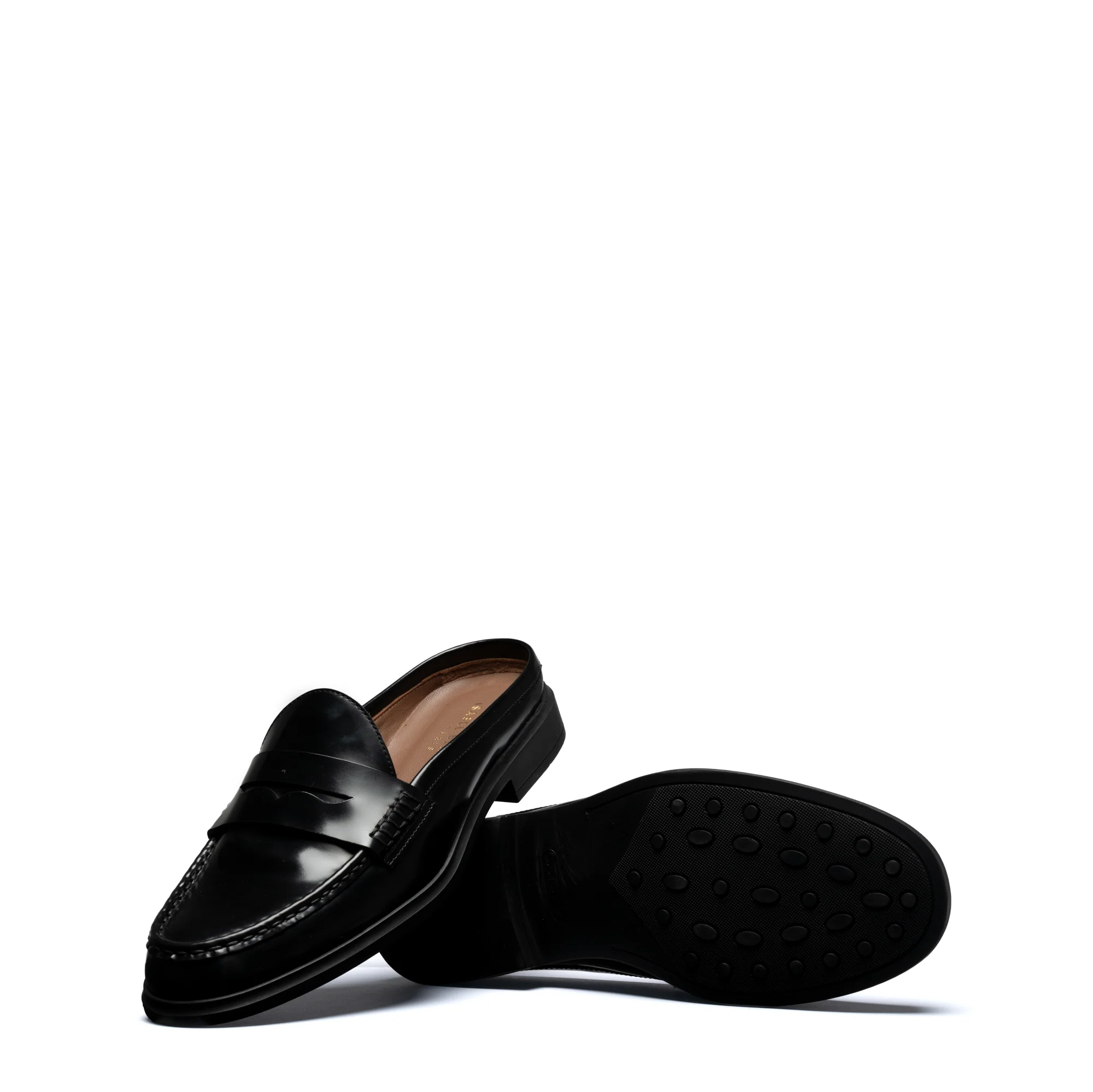 Vendôme Blandine black spazzolato leather mules - Image 8