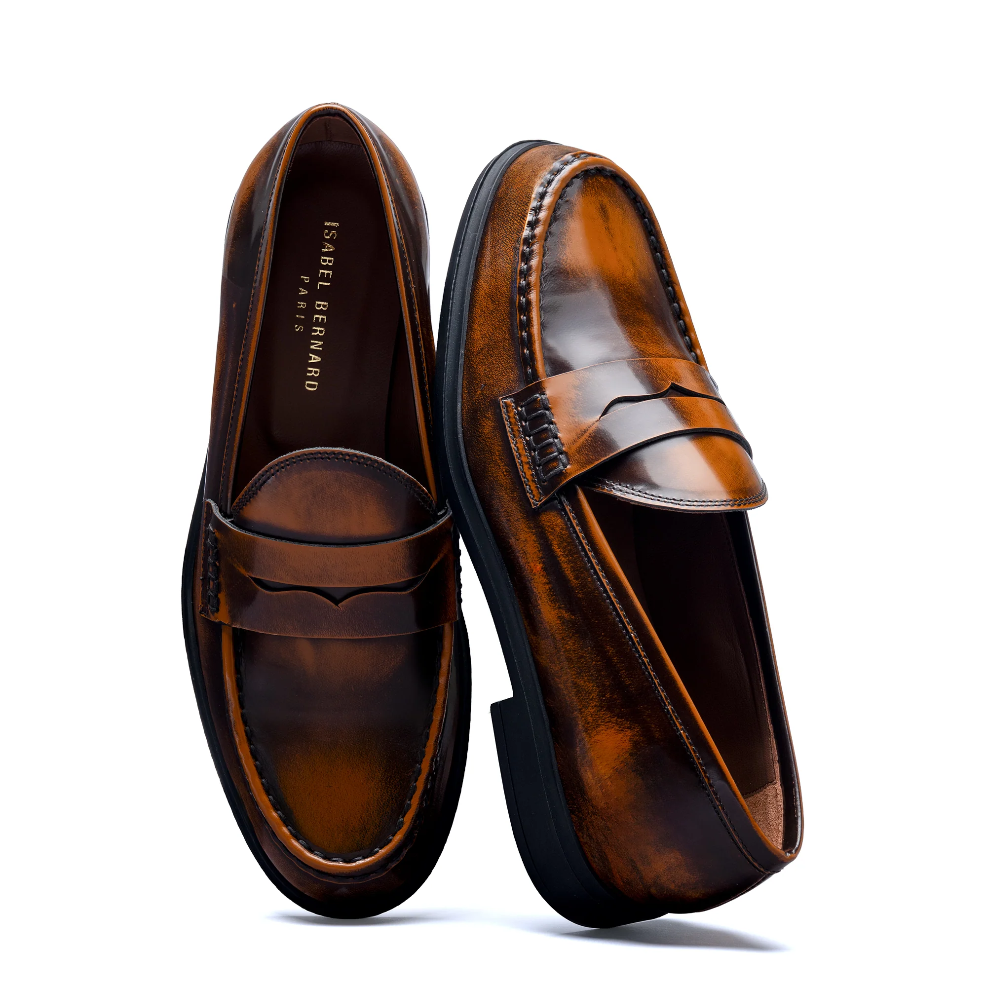 Vendôme Blandine cognac spazzolato leather loafers - Image 7
