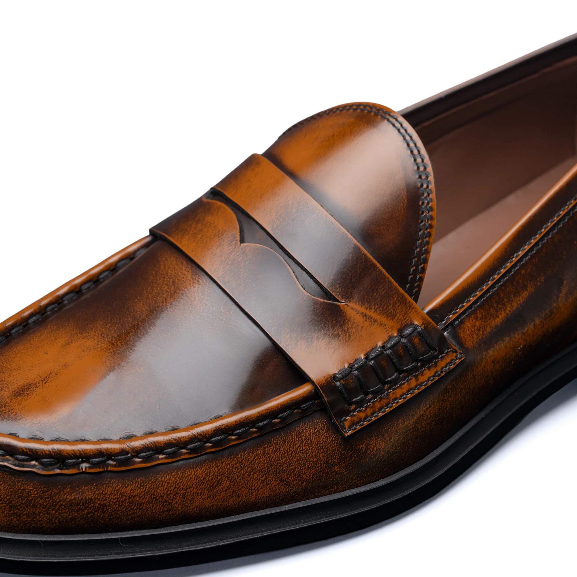 Vendôme Blandine cognac spazzolato leather loafers - Image 8
