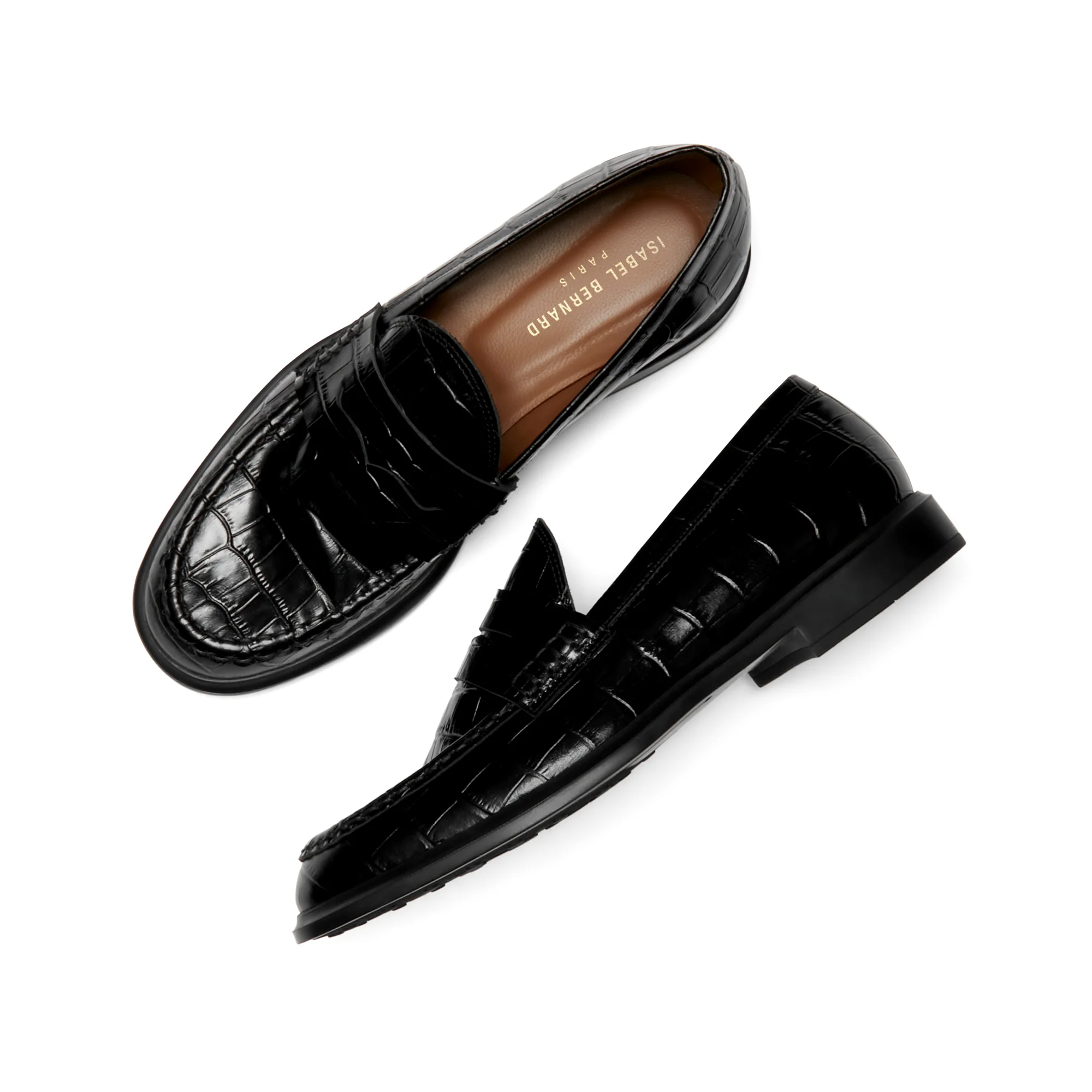 Vendôme Blandine croco black calfskin leather loafers - Image 10