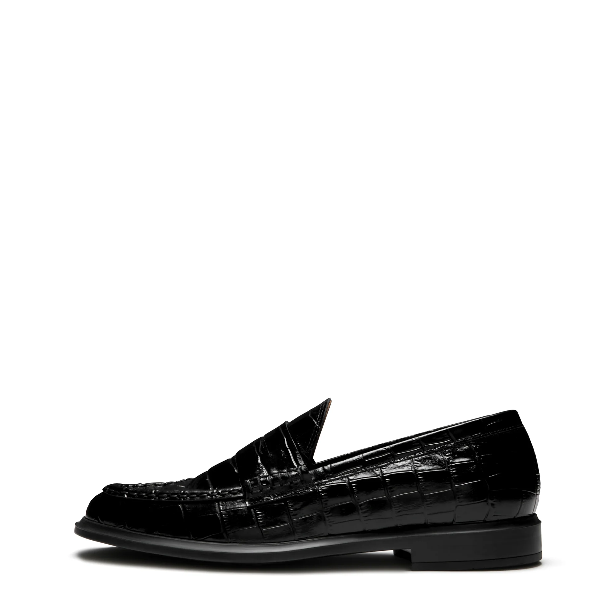 Vendôme Blandine croco black calfskin leather loafers - Image 3