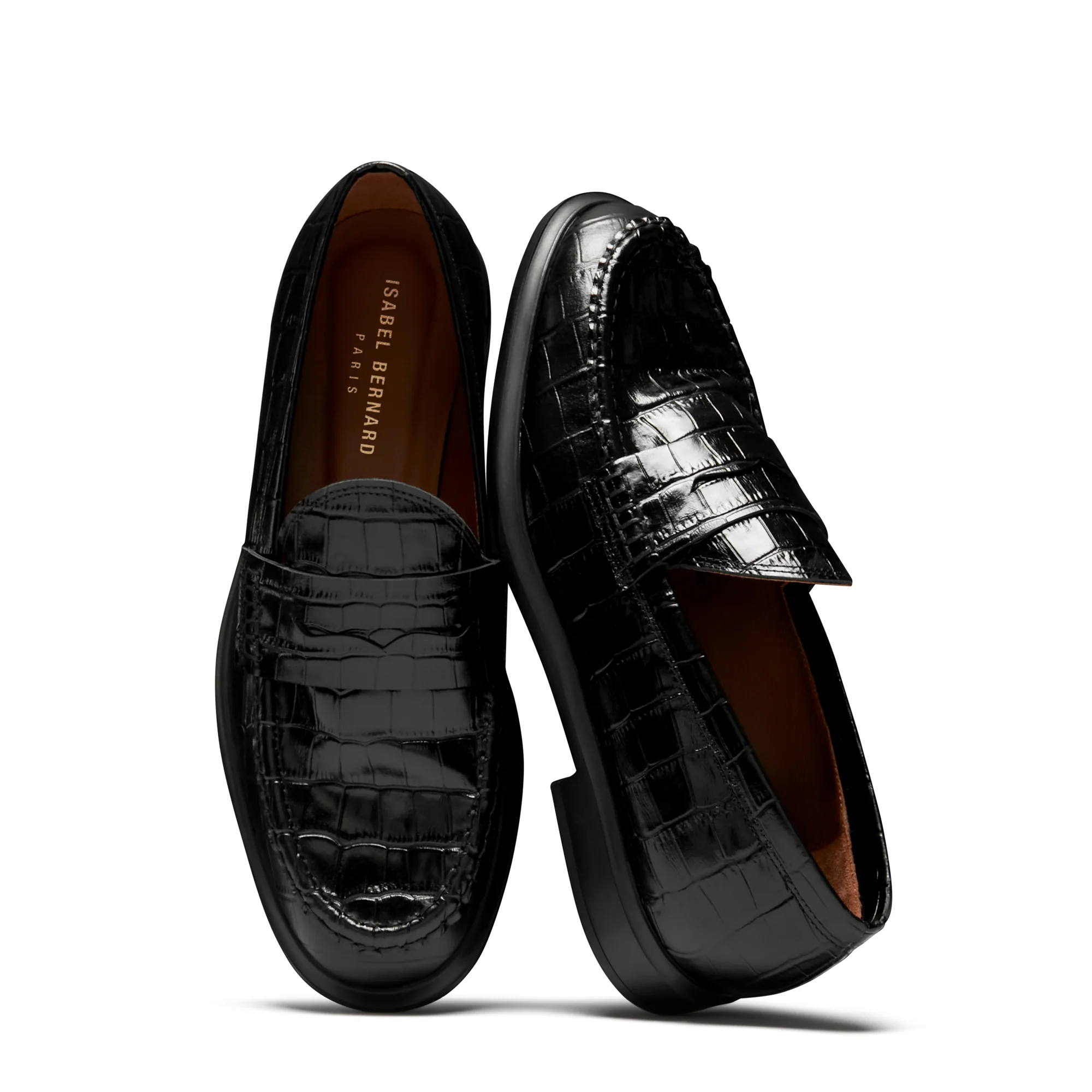 Vendôme Blandine croco black calfskin leather loafers - Image 7