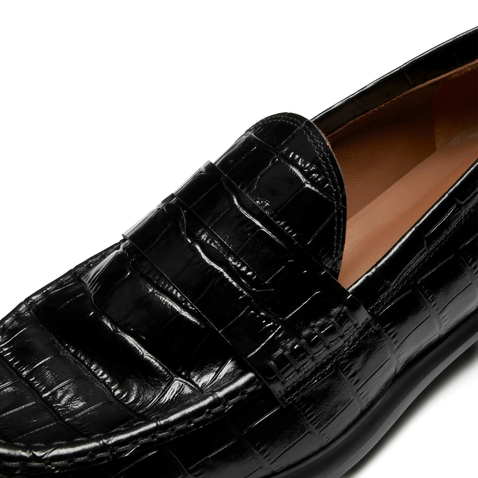 Vendôme Blandine croco black calfskin leather loafers - Image 8