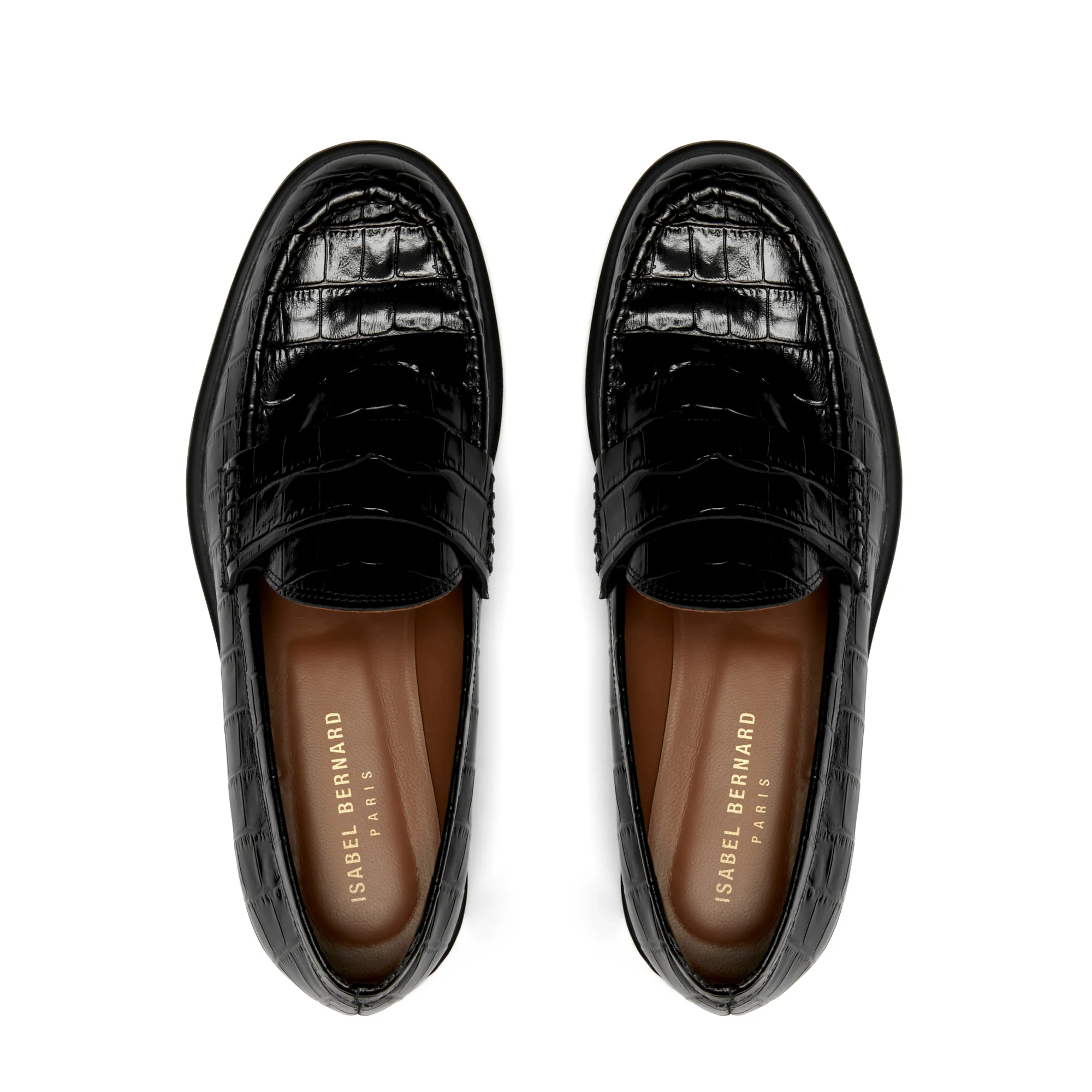 Vendôme Blandine croco black calfskin leather loafers - Image 9