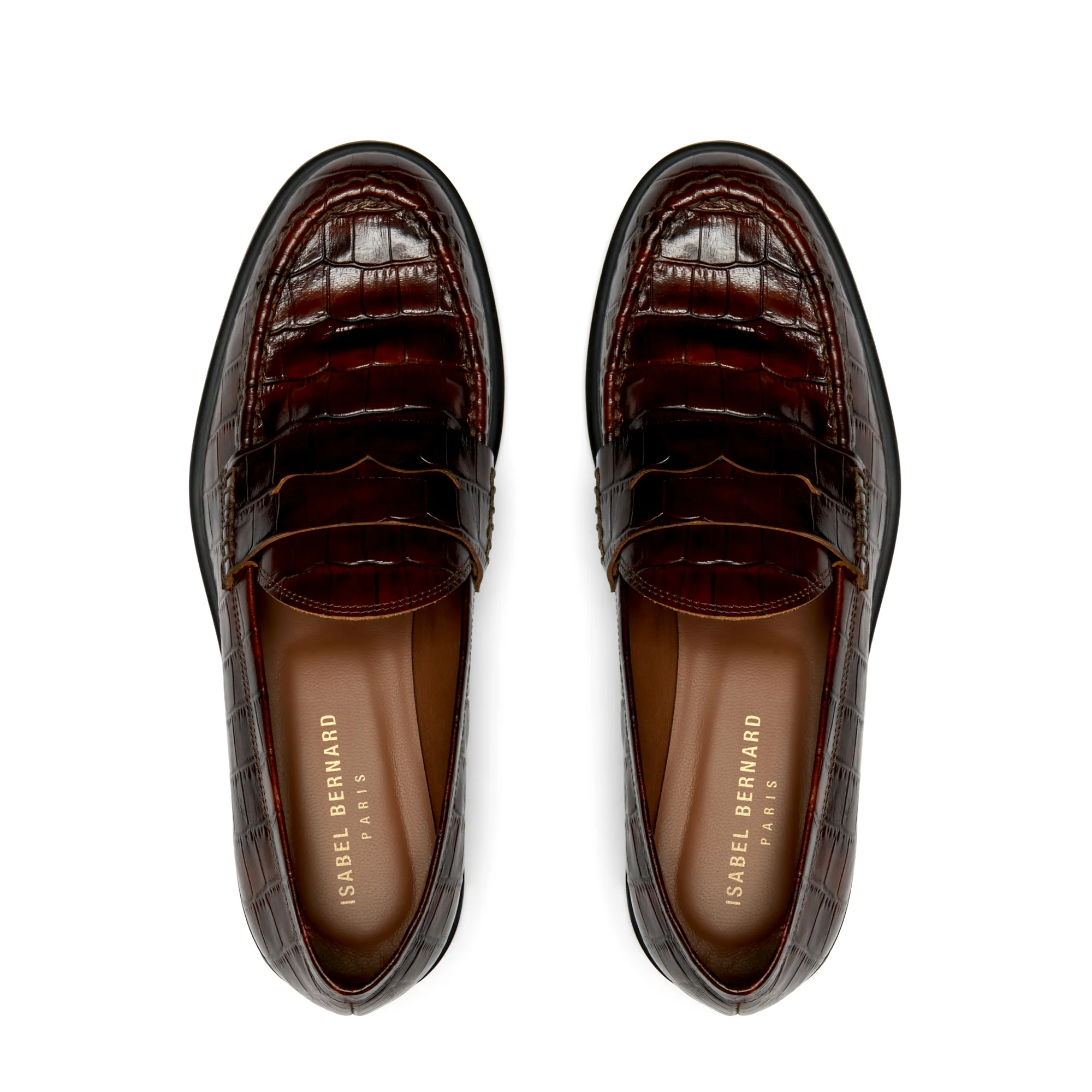 Vendôme Blandine croco brown calfskin leather loafers - Image 10