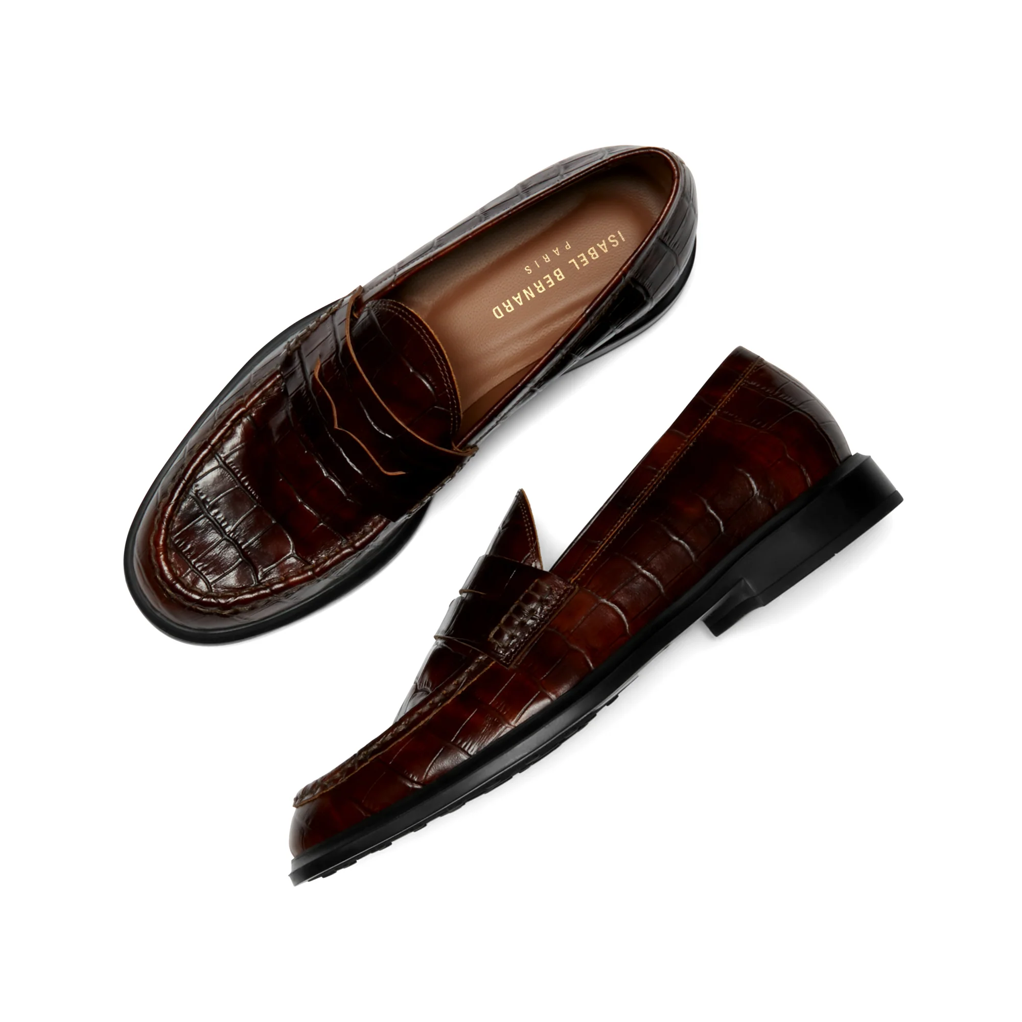 Vendôme Blandine croco brown calfskin leather loafers - Image 11